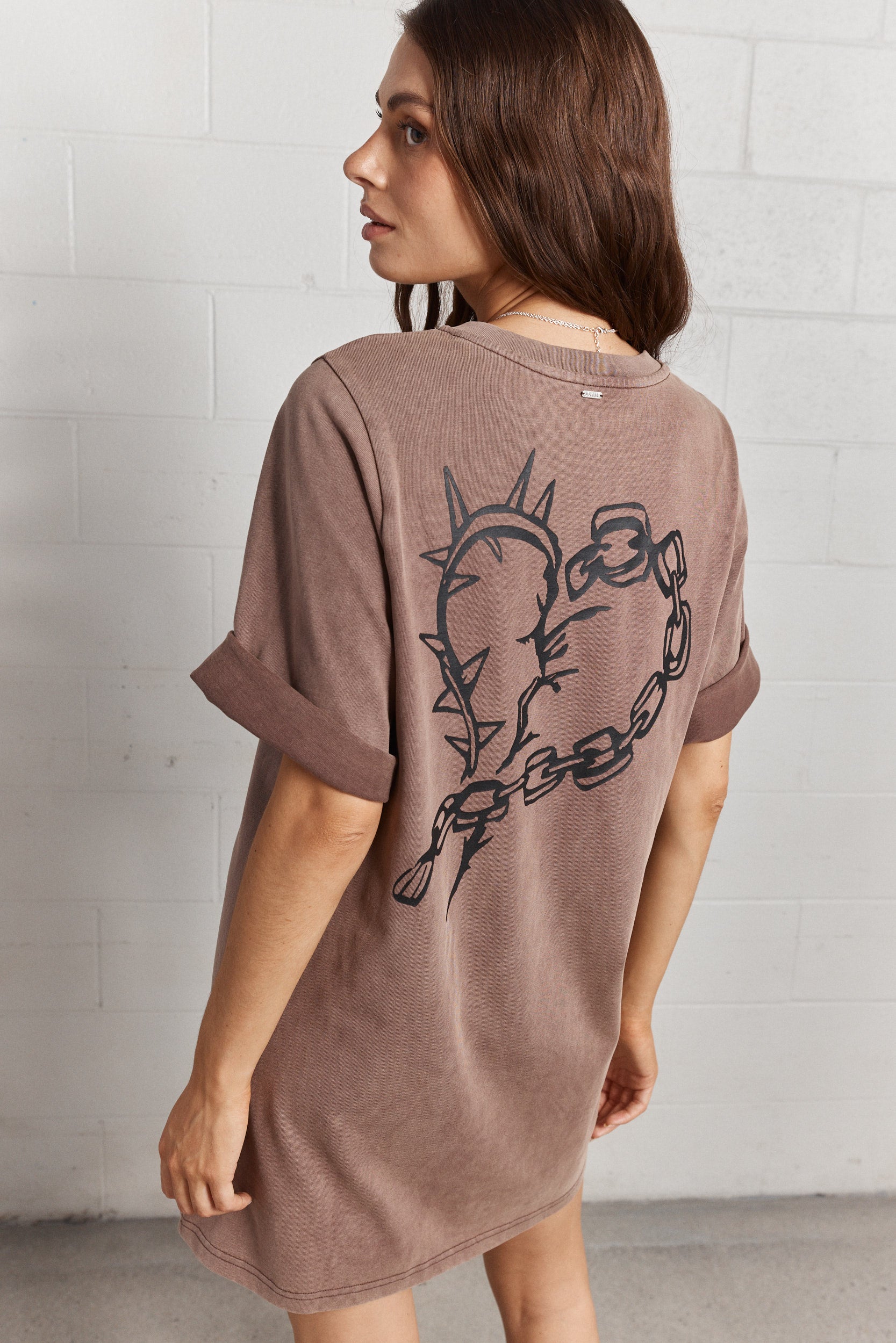 Shane | Burgundy Heart Print T-Shirt Dress