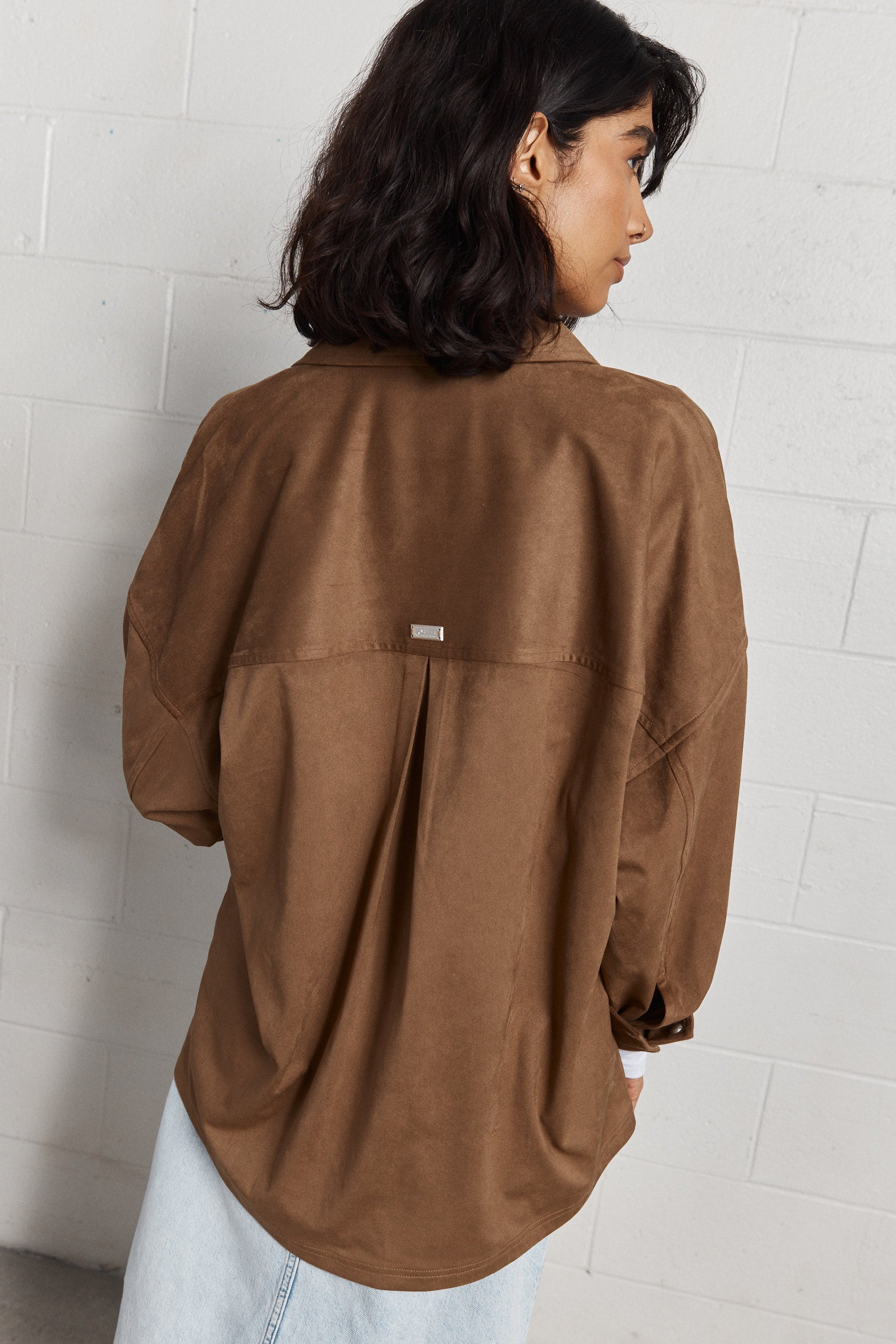 Stephanie | Veste brune en faux suède