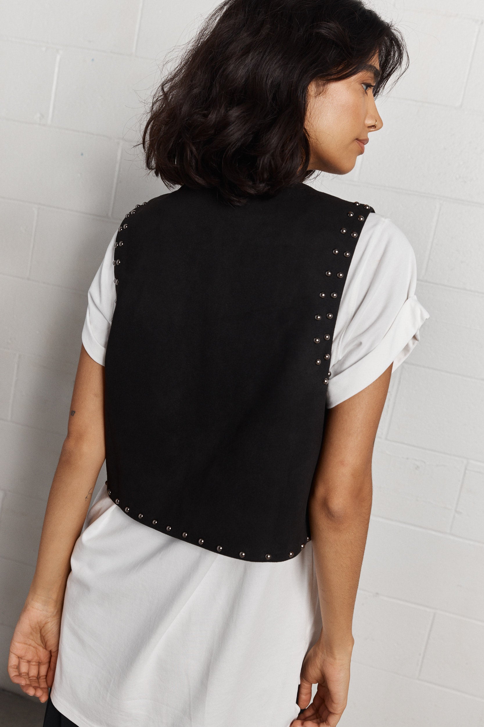 Cillian | Black Faux Suede Rivet Jacket
