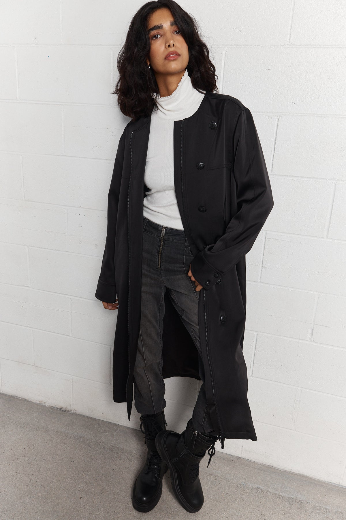 Bettany | Black Long Military Jacket