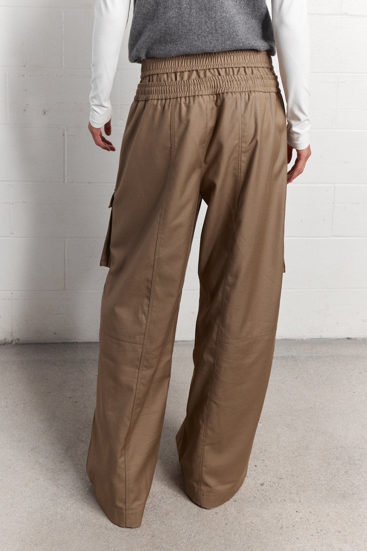 Toya | Pantalon cargo beige à double taille