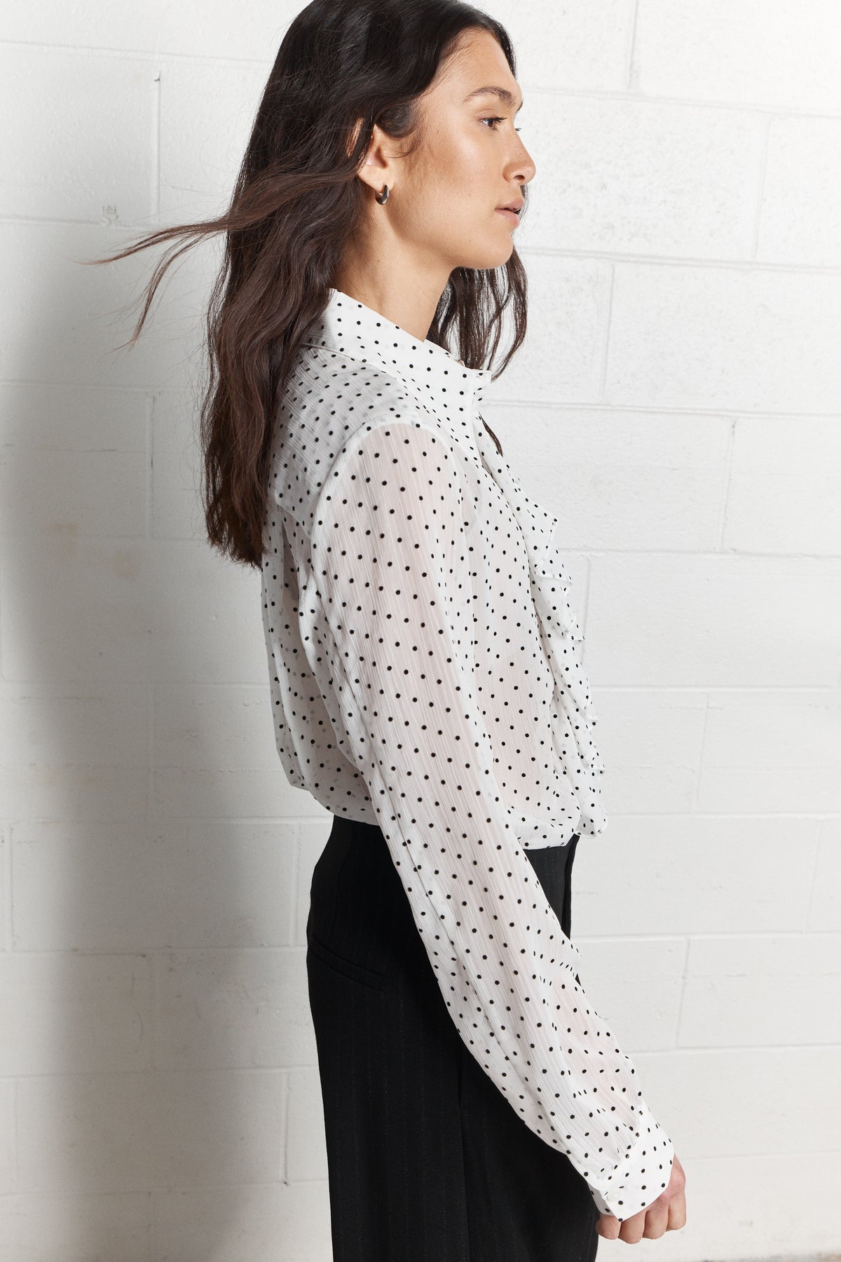 Margaret | Blouse à pois noirs et volants