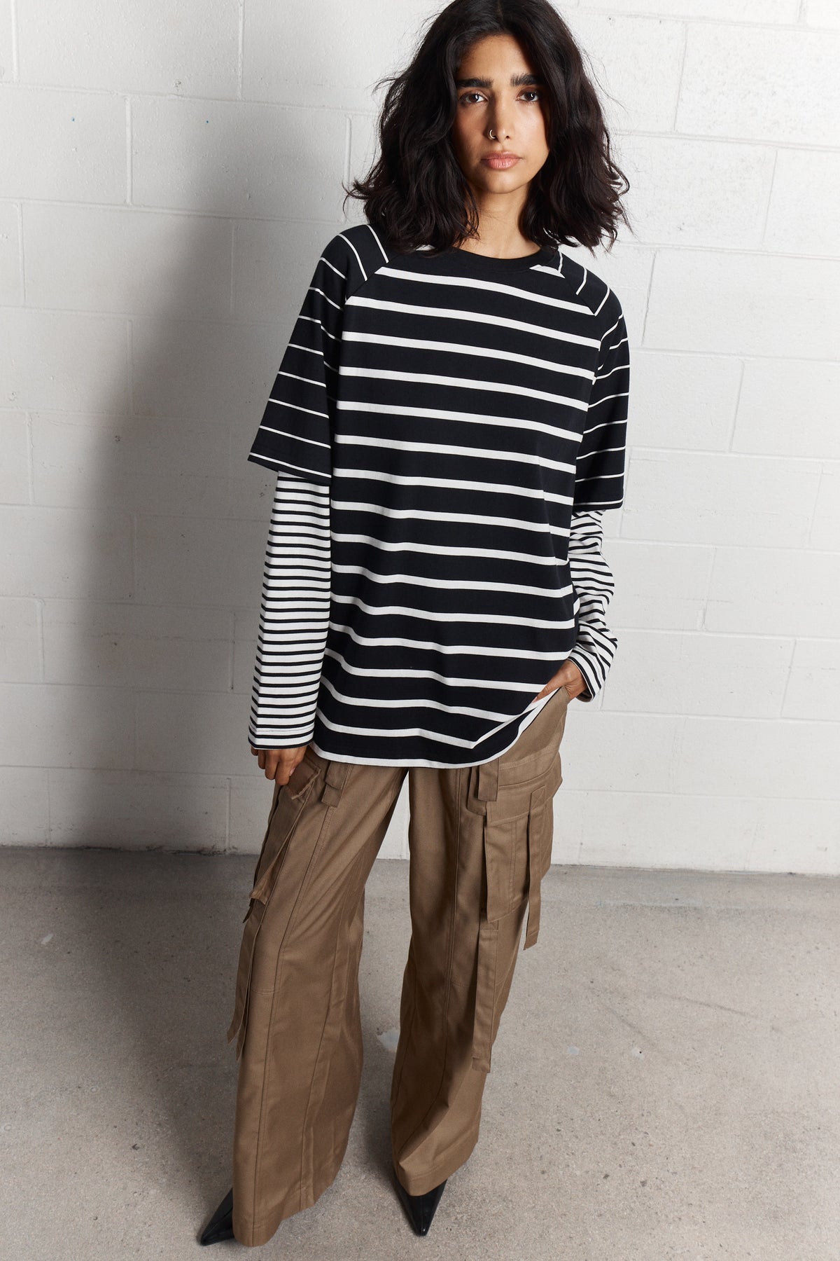 Yohan | Oversized striped layered sweater 