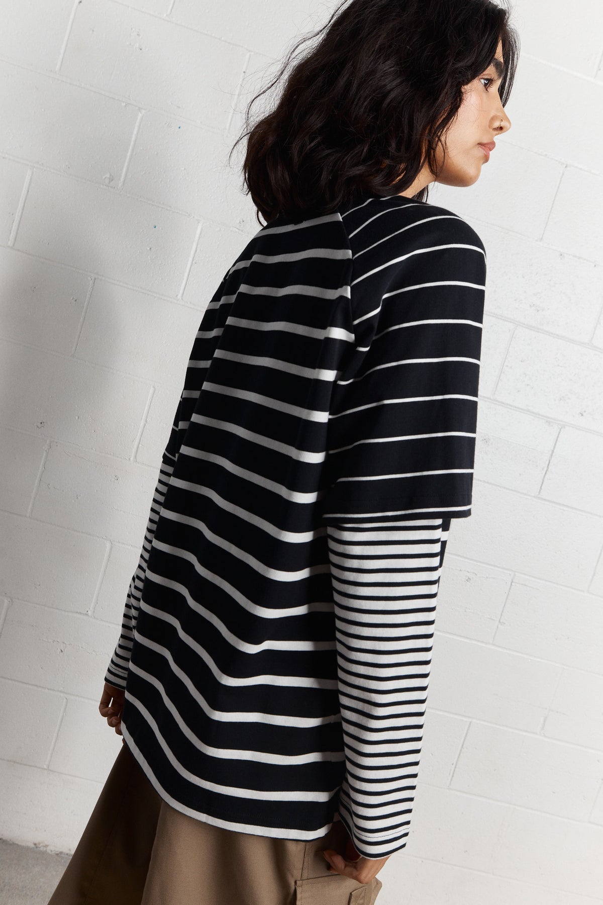 Yohan | Oversized striped layered sweater 