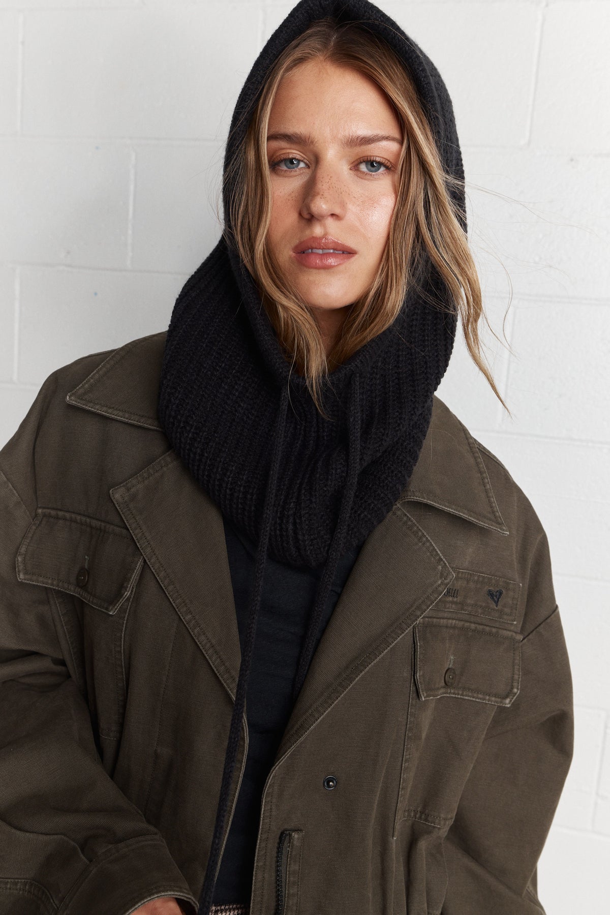 Effie | Black Ribbed Balaclava
