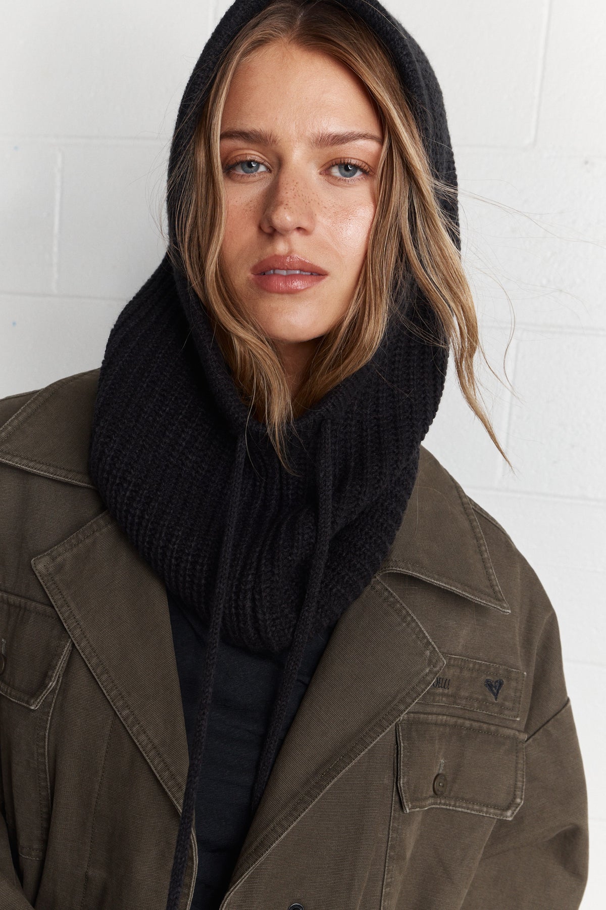 Effie | Black Ribbed Balaclava