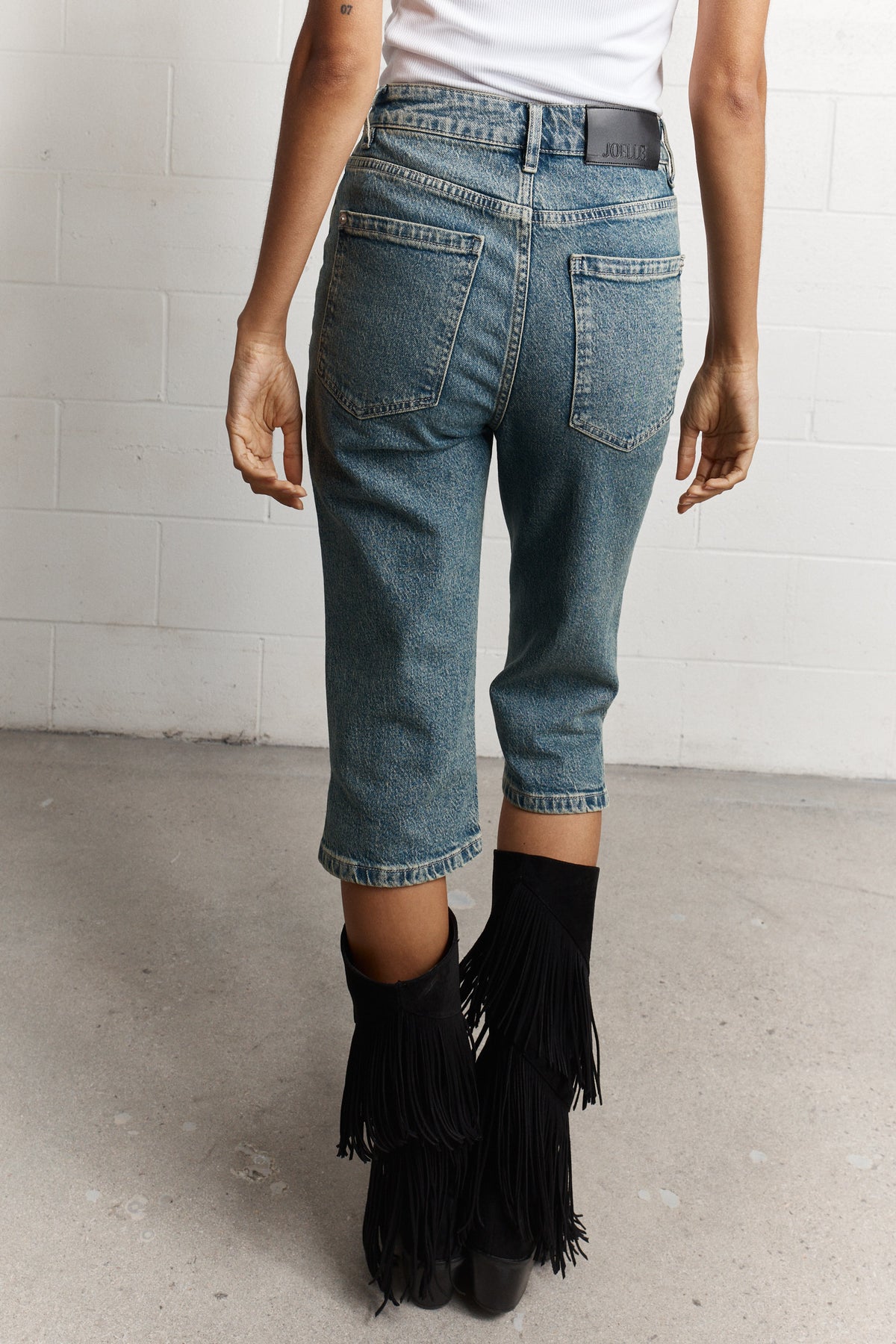 Jim | Jean capri ajusté bleu délavé