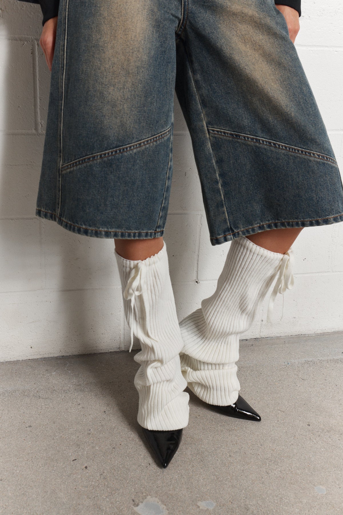Niro | Cream Ribbed Knit Leg Warmers