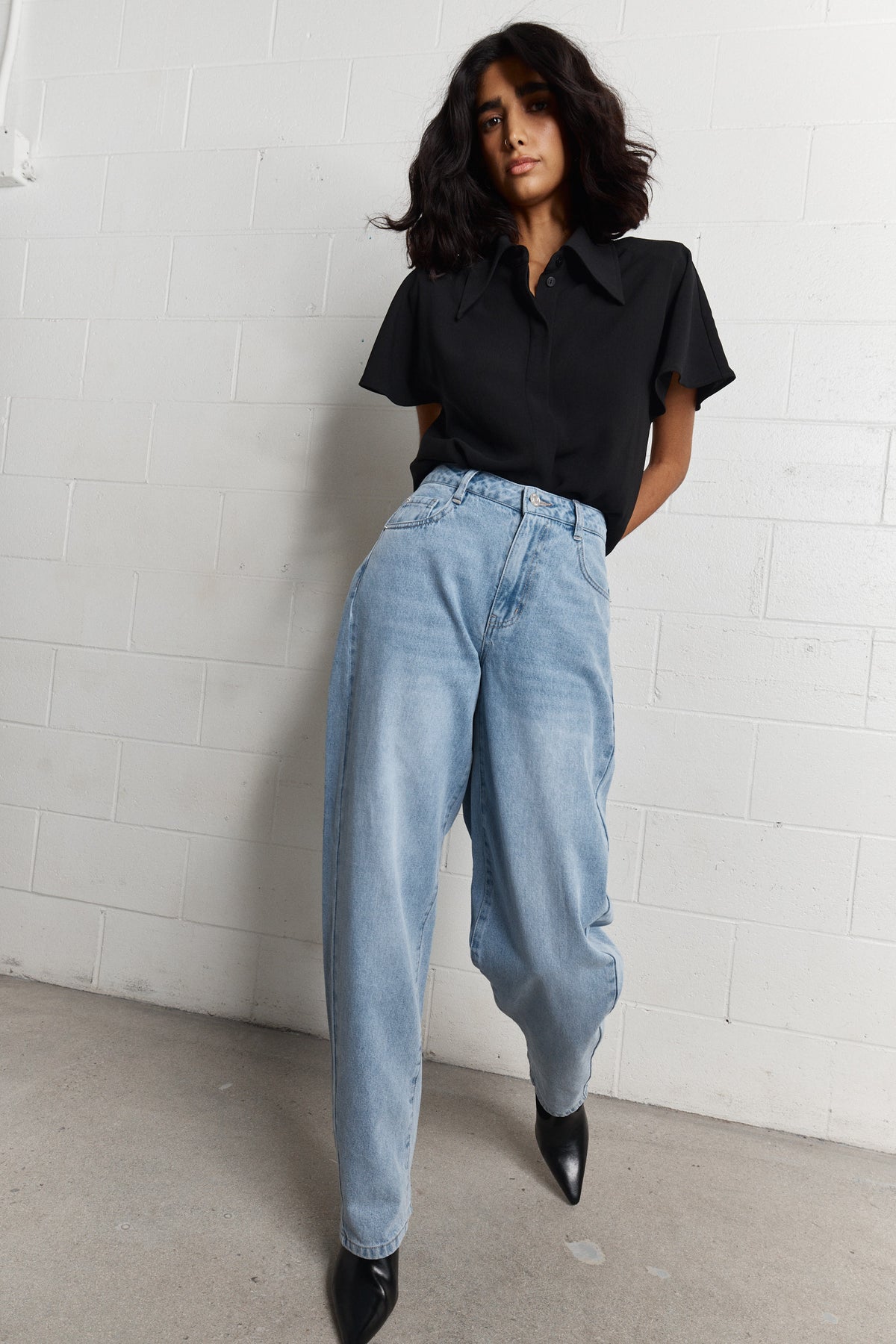 Sidora | Jean barrel bleu délavé