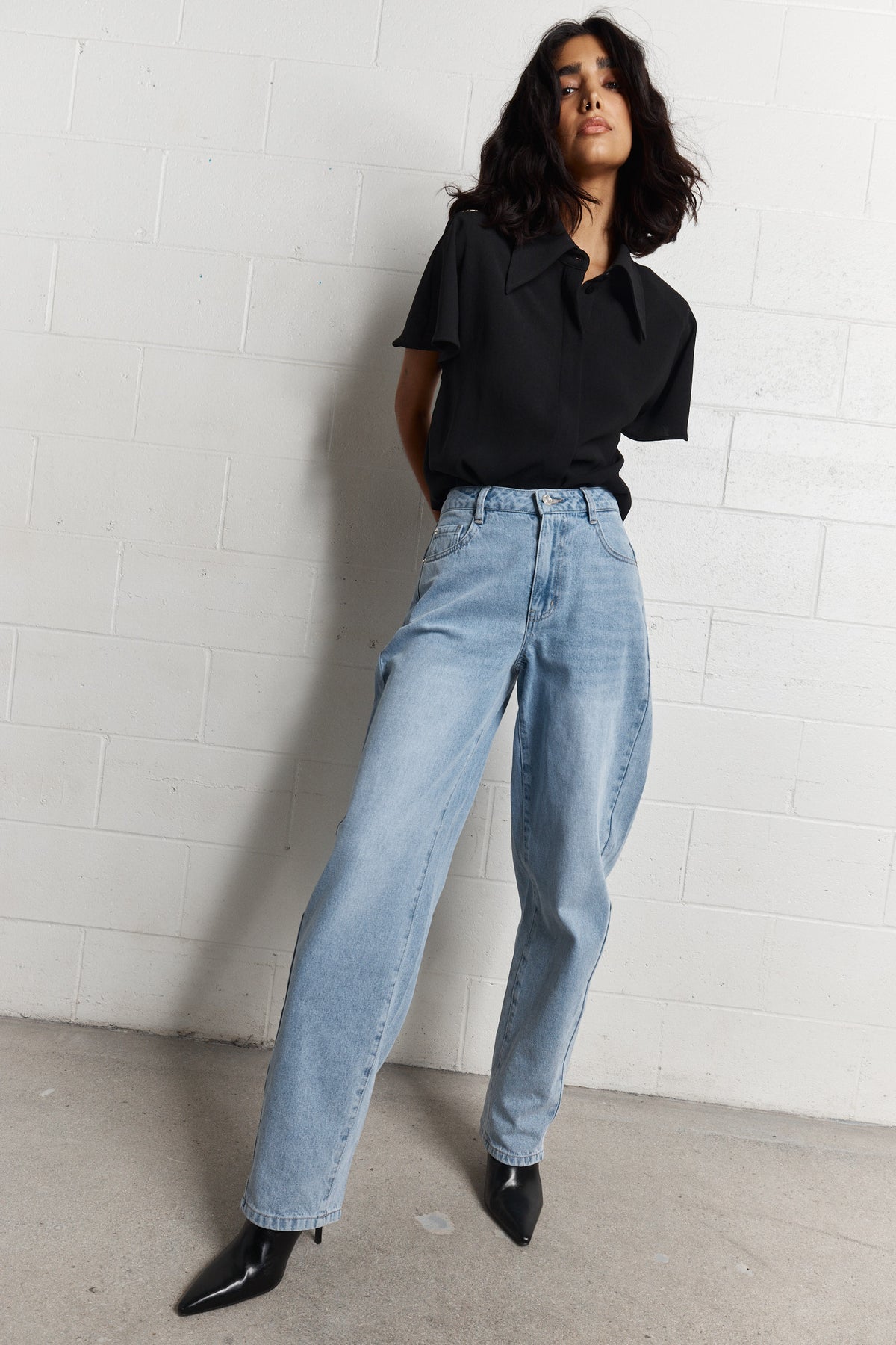 Sidora | Jean barrel bleu délavé