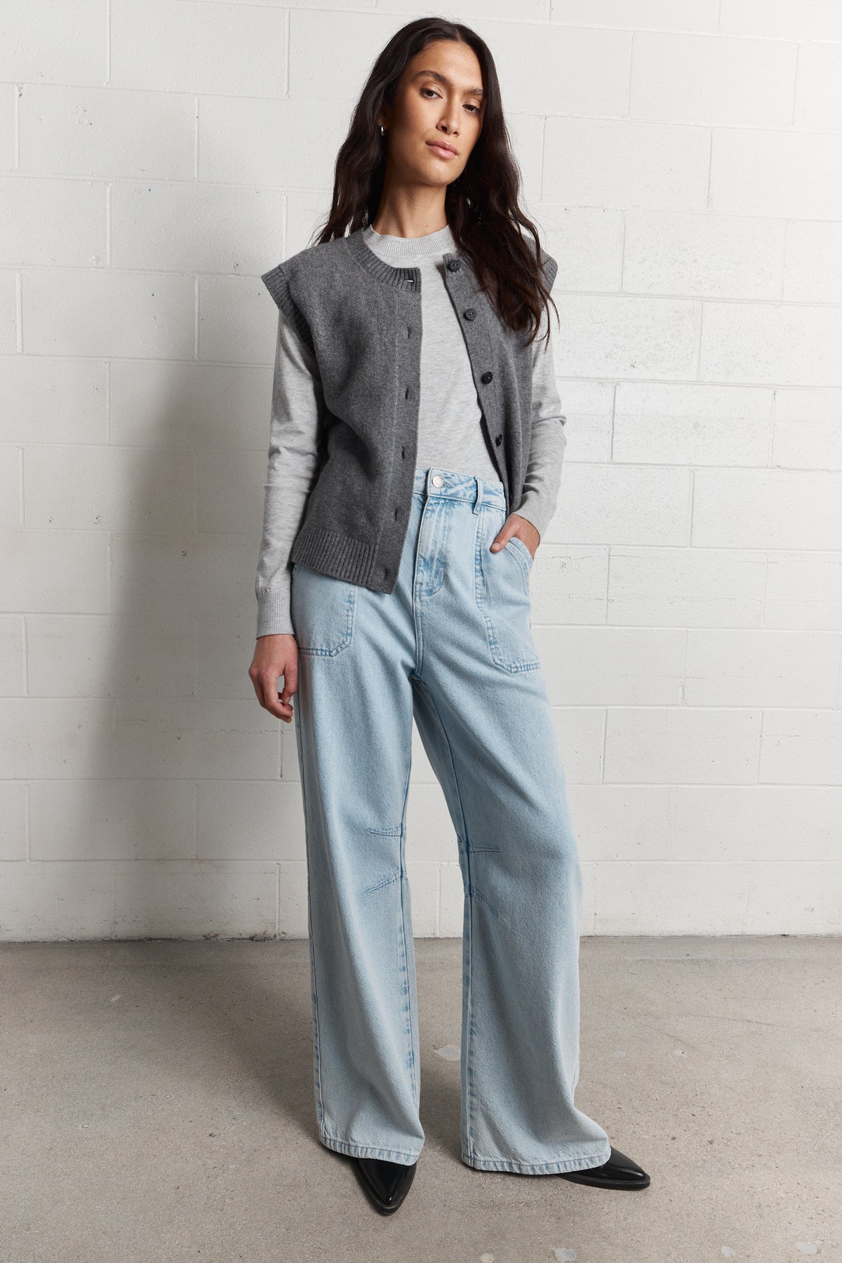 Chan | Jean ample bleu délavé