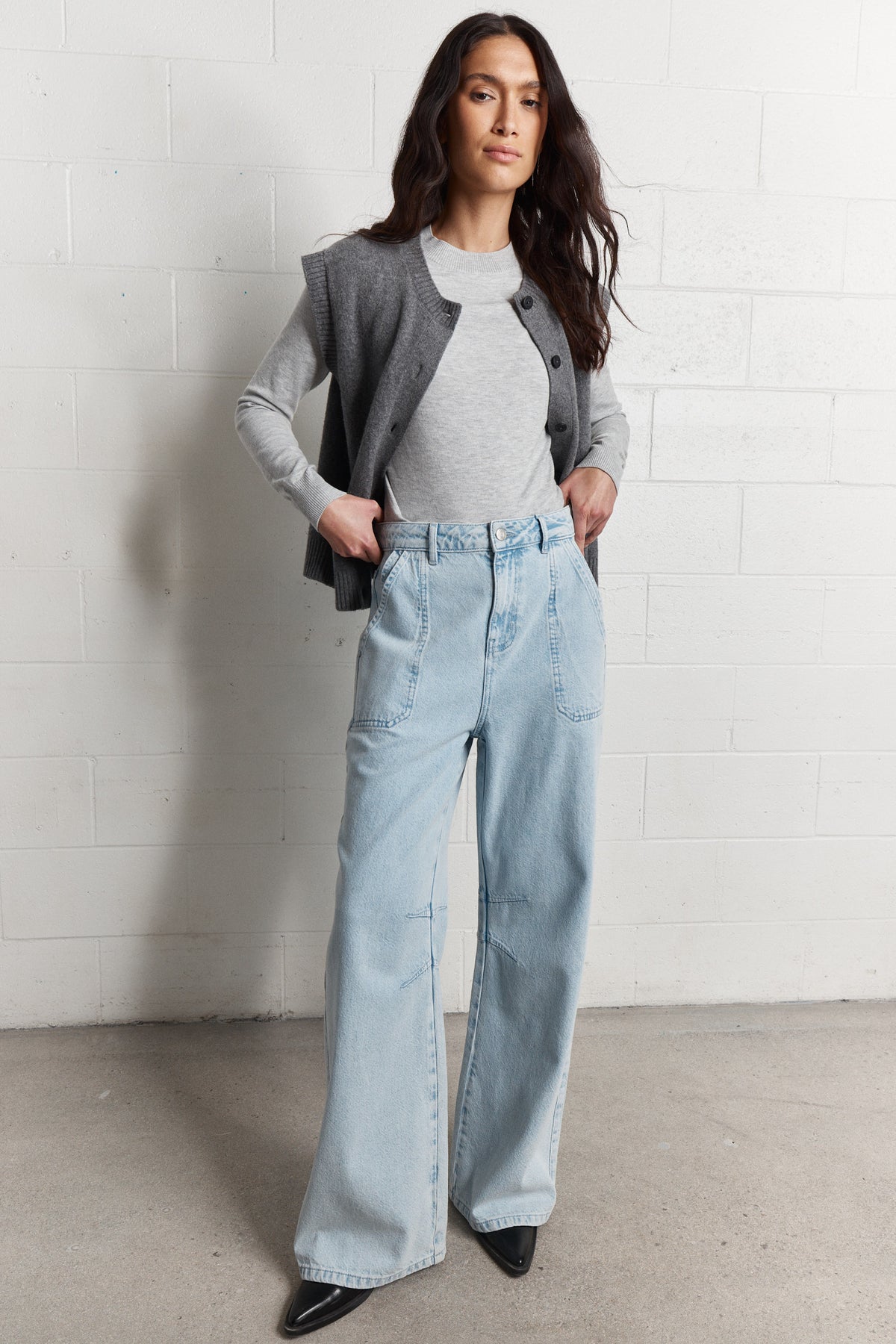 Chan | Jean ample bleu délavé