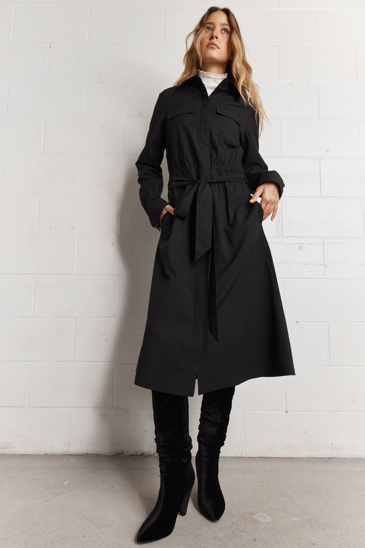 Sapphir | Black belted shirt dress