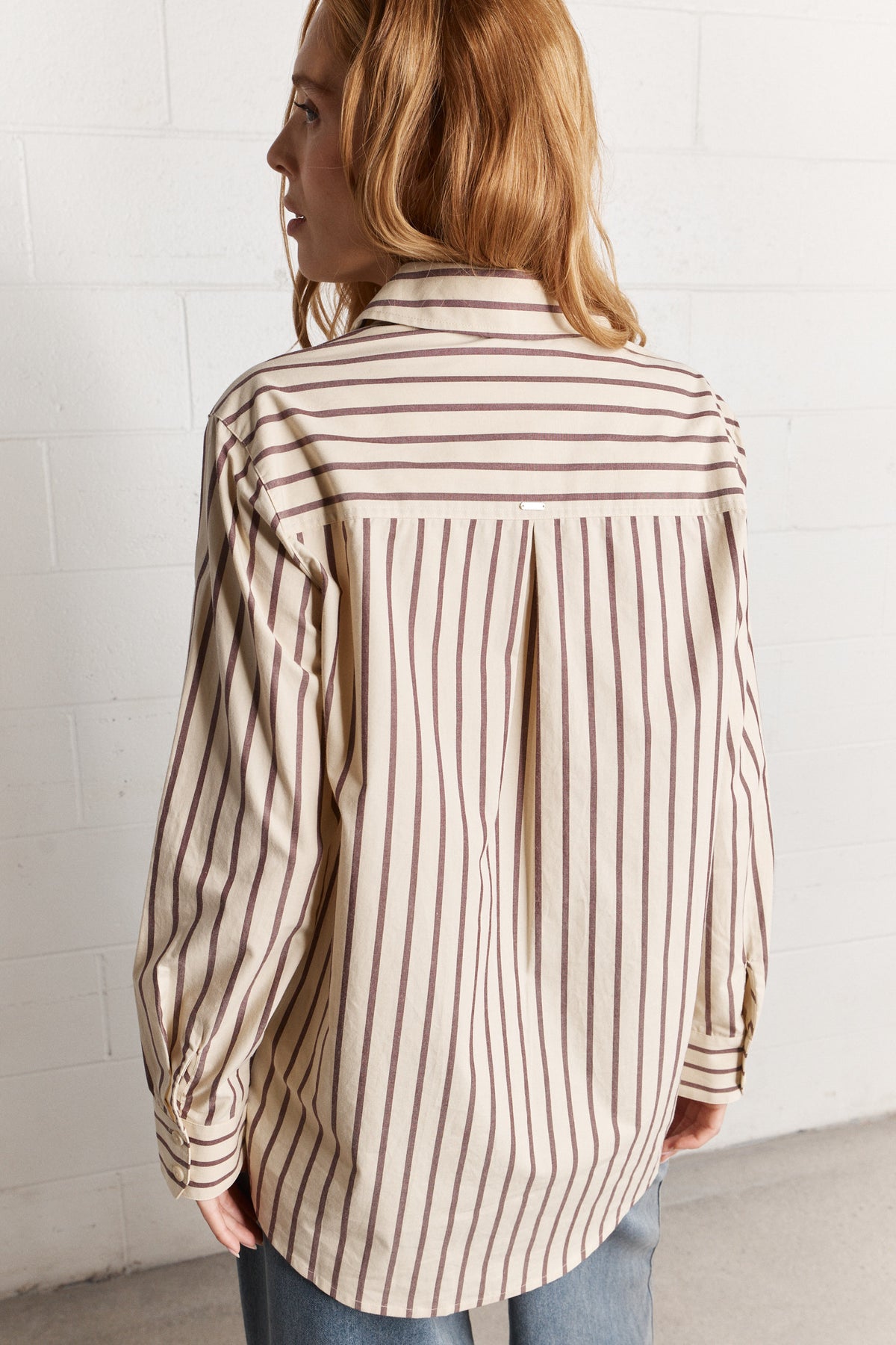Billy | Chemise beige ample à rayures
