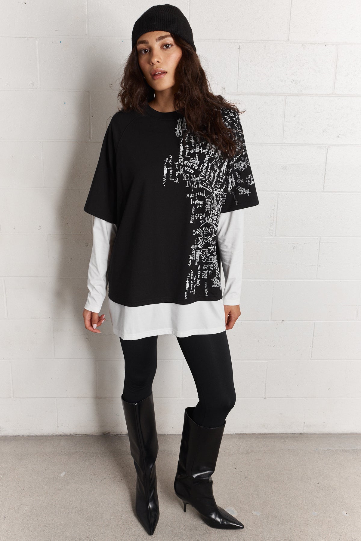 Chase | Chandail superposé noir et blanc