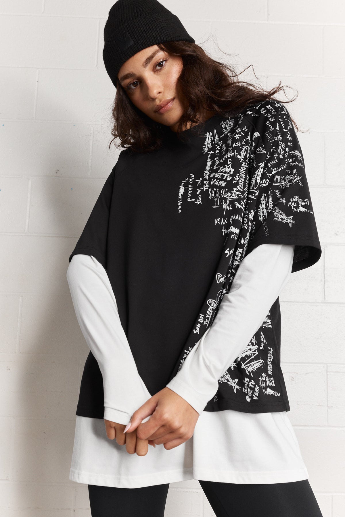 Chase | Chandail superposé noir et blanc