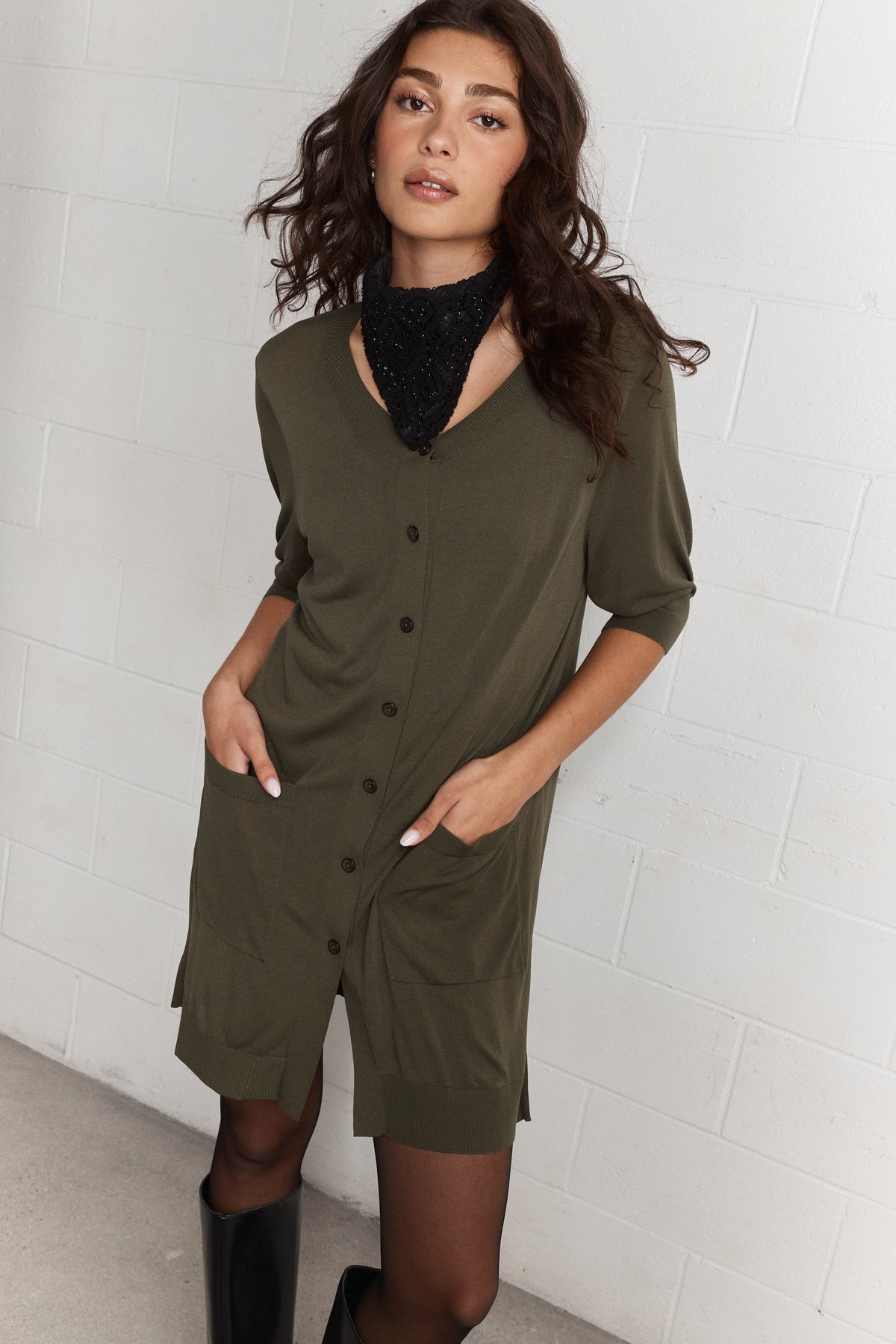 Dan | Robe ample en maille verte