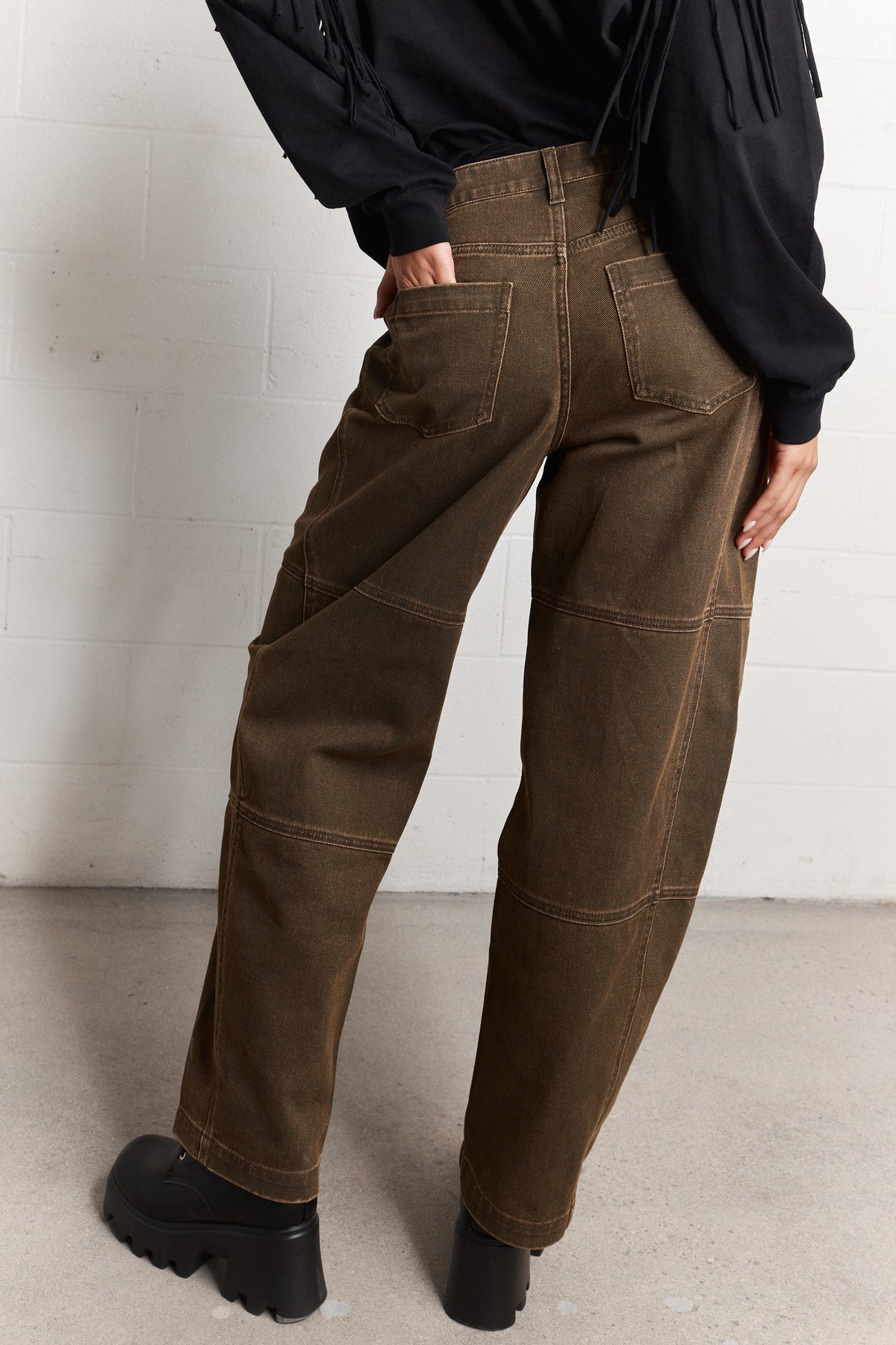 Sevani | Faded black and yellow balloon jeans