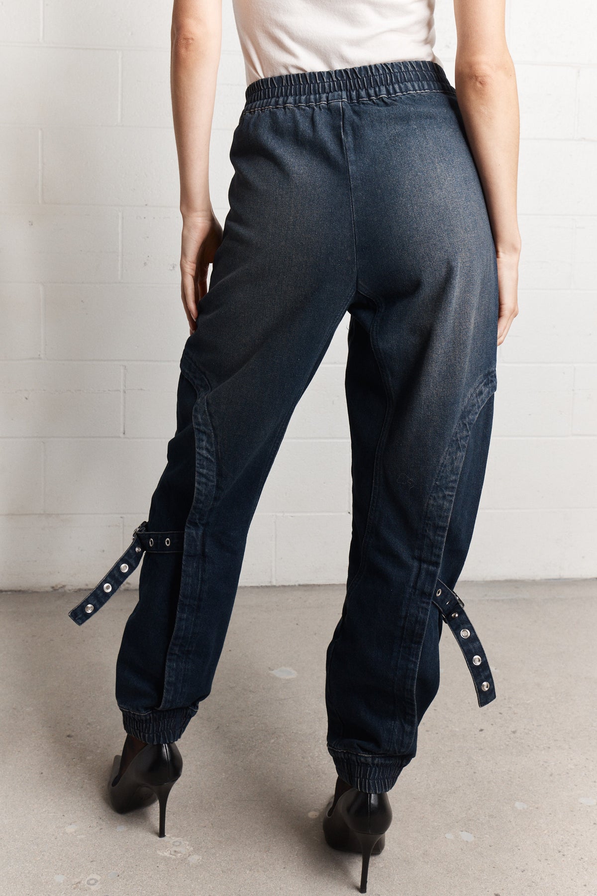 Manny | Dark blue sand-washed baggy jeans
