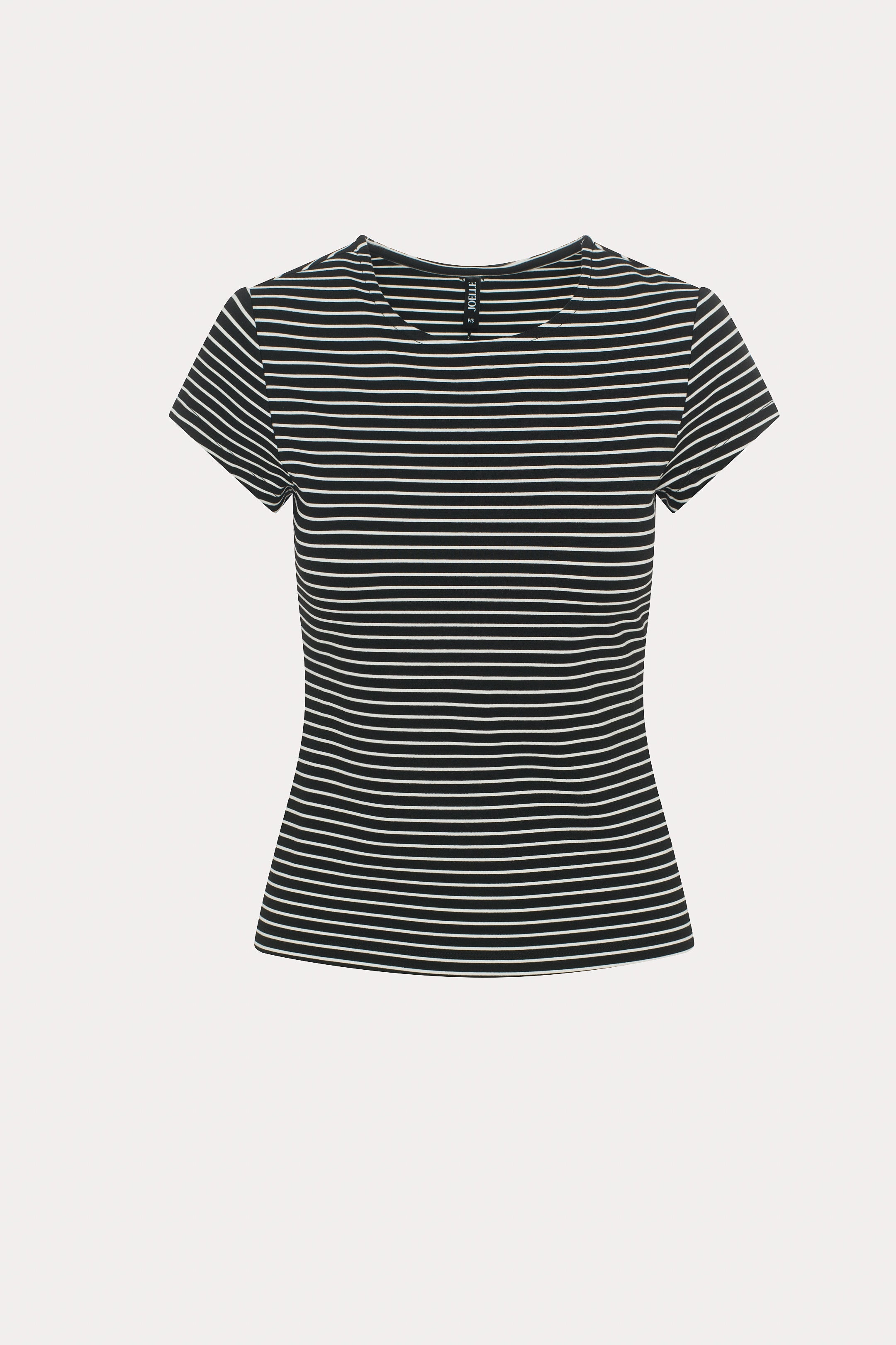 Bela | T-shirt noir à rayures blanches