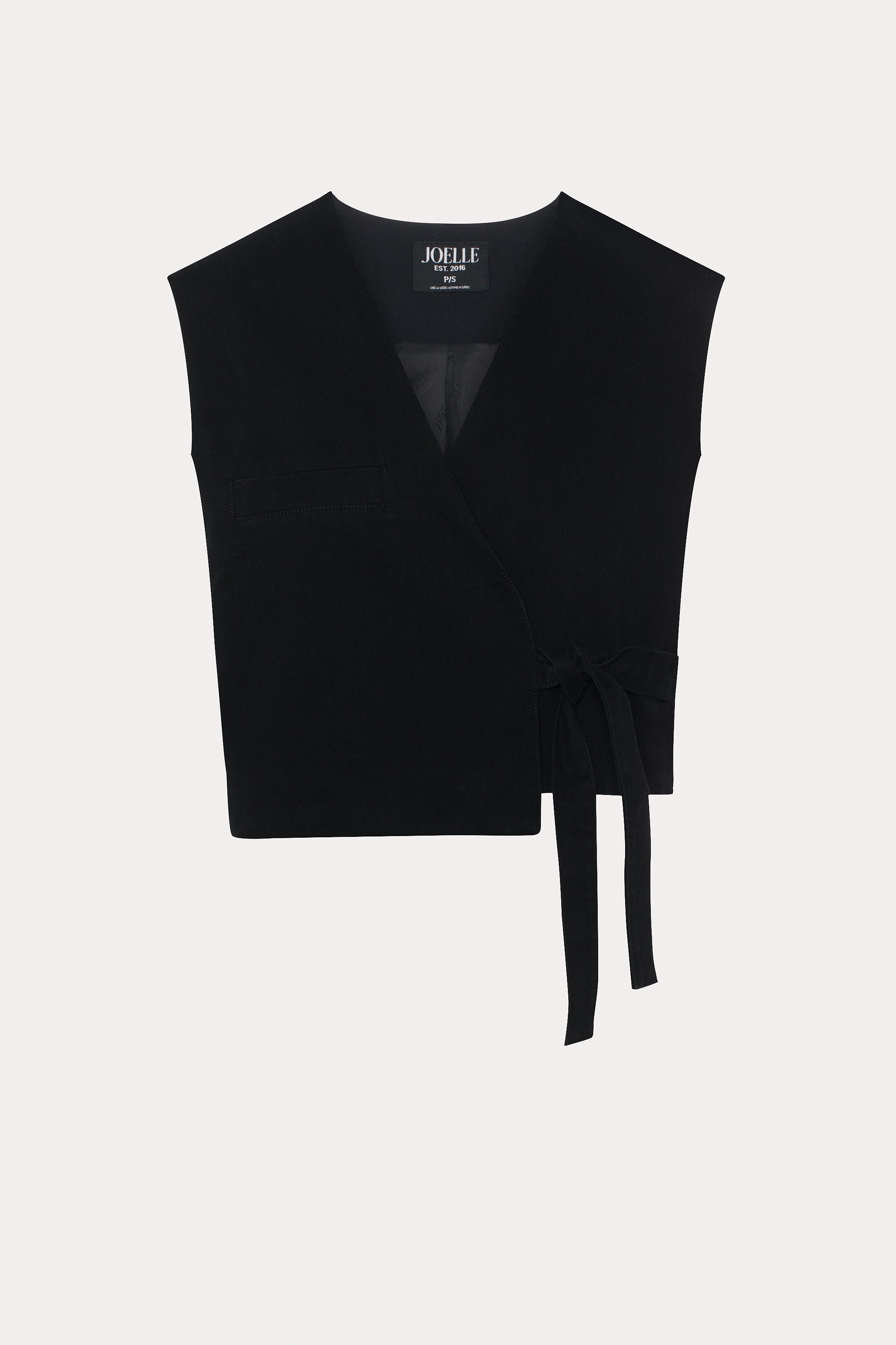 Gigi | La veste noire asymétrique sans manches