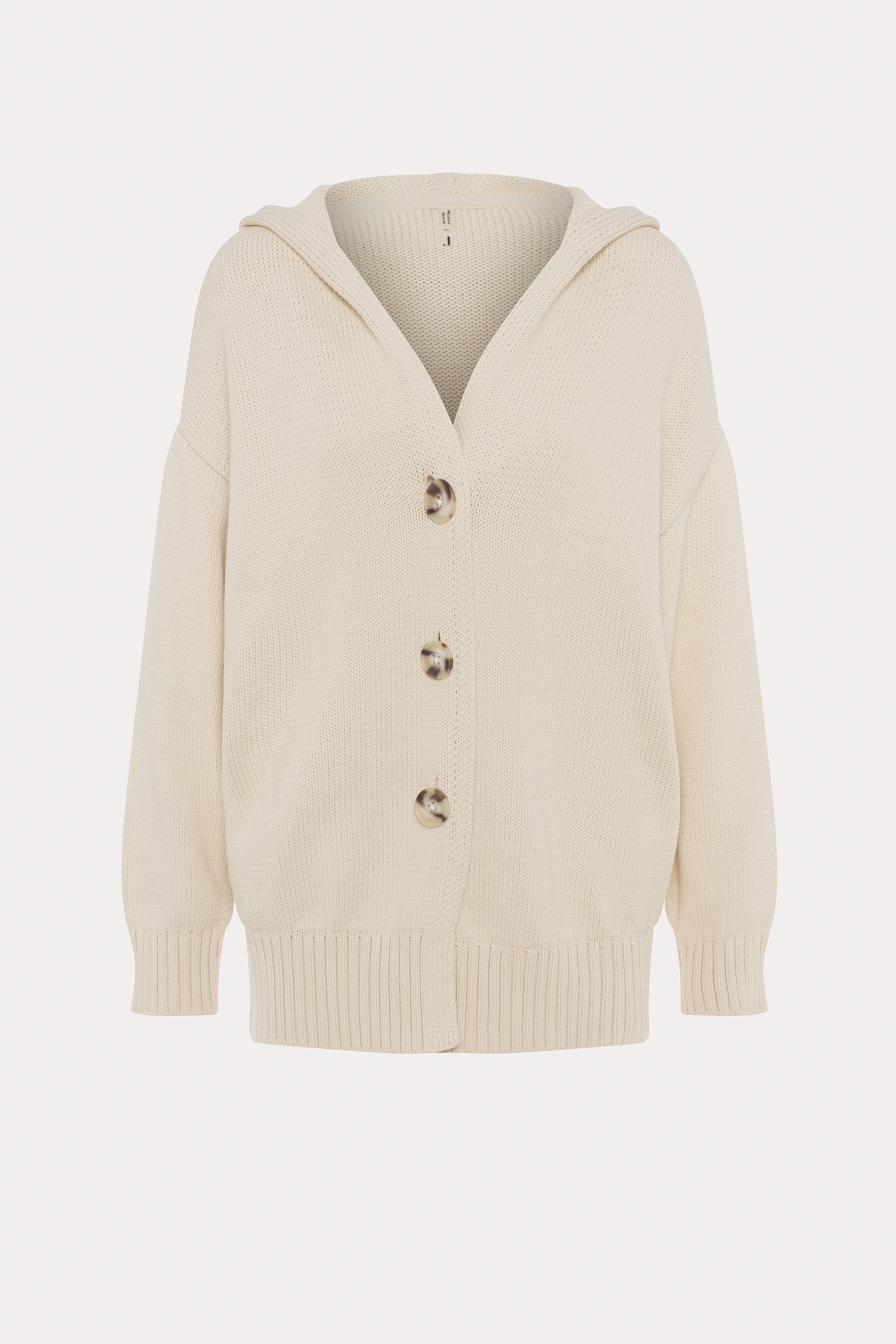 Donatella | Veste tricot crème à capuchon