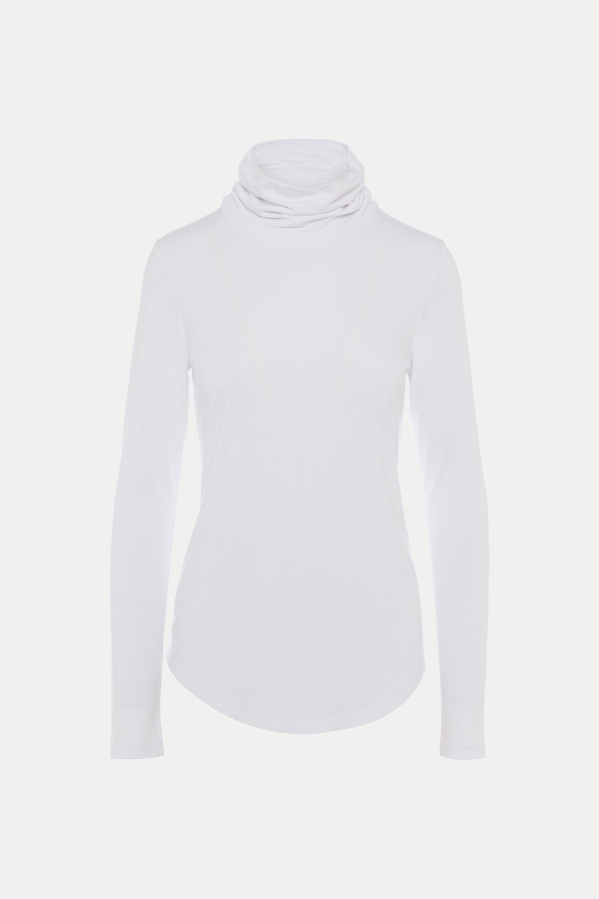Aiden | Chandail blanc à col montant plissé