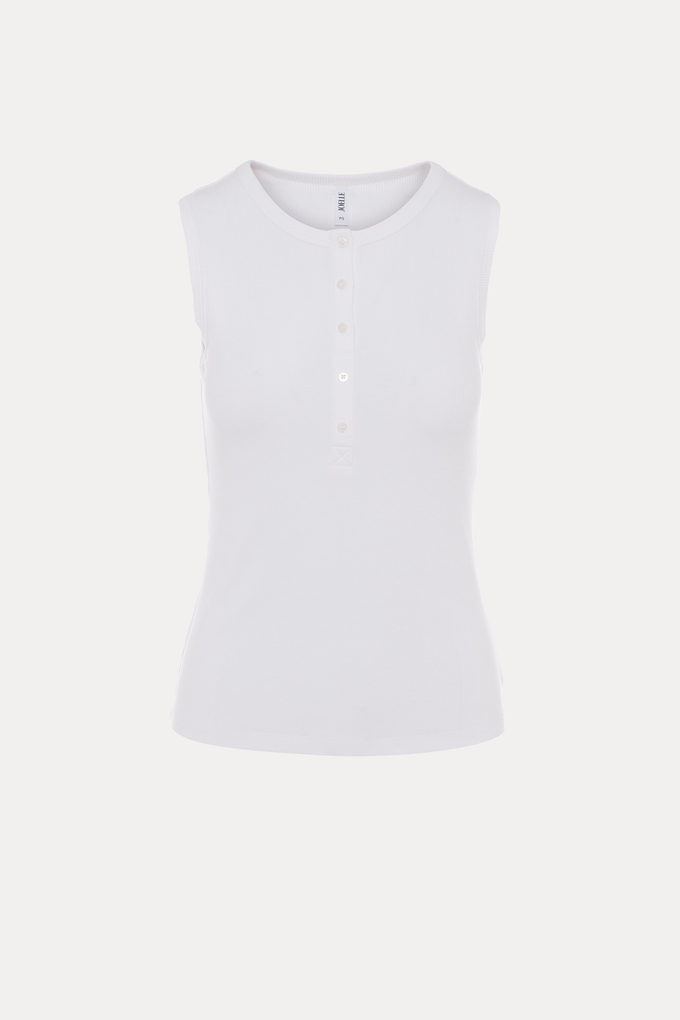 Coxon | Buttoned Ribbed White Camisole