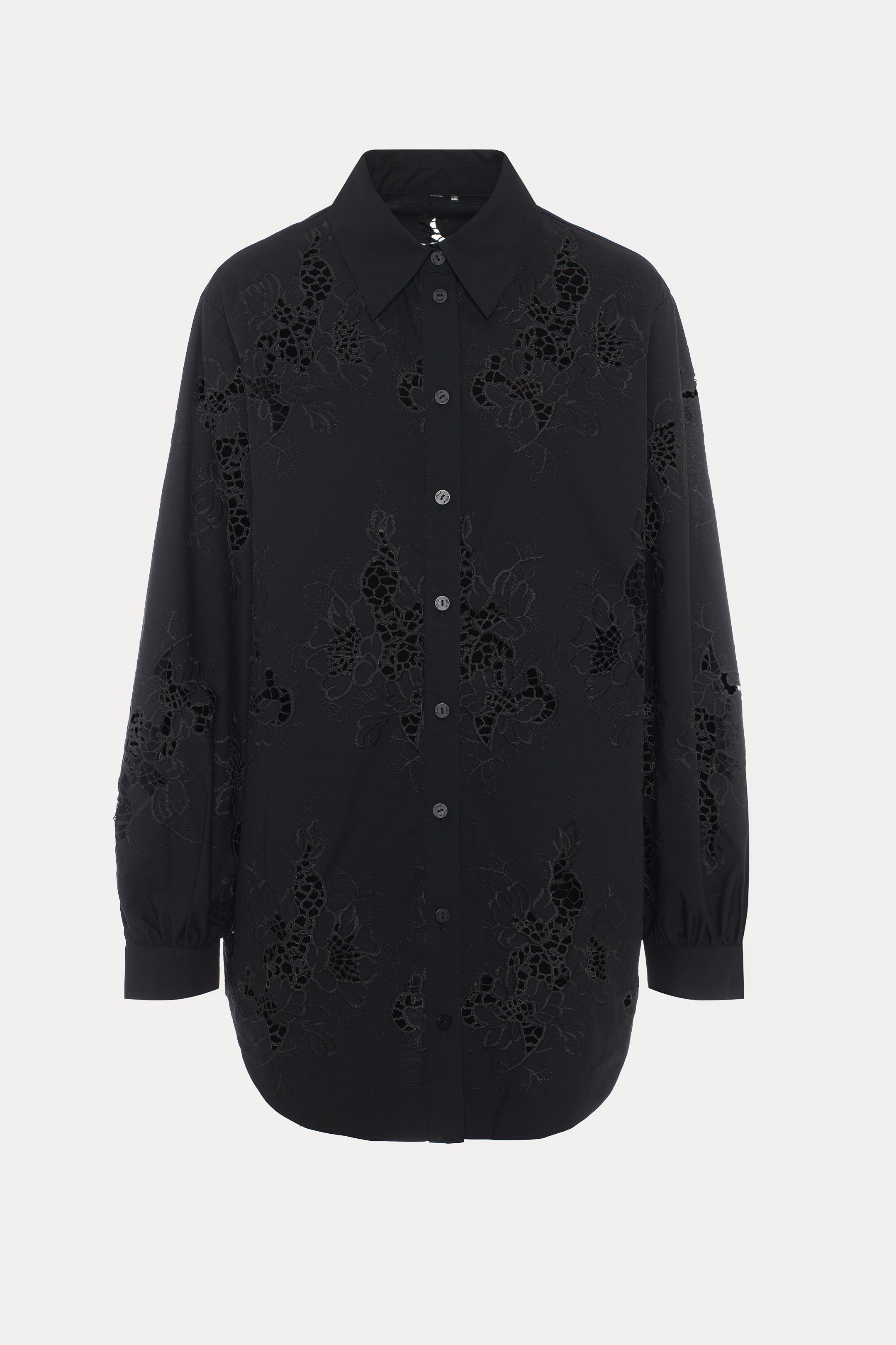 Supernova | Embroidered black shirt with openwork details