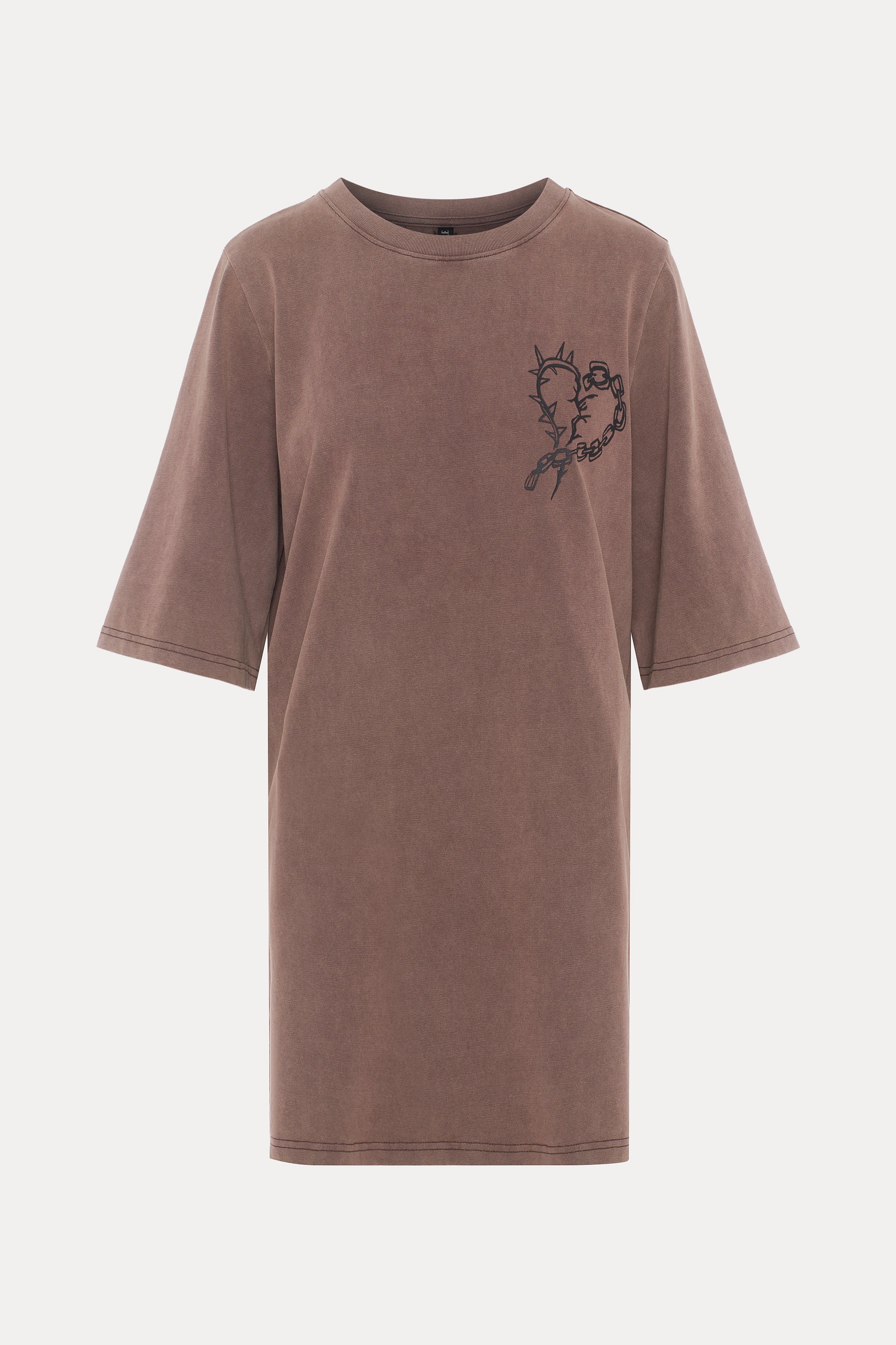 Shane | Burgundy Heart Print T-Shirt Dress