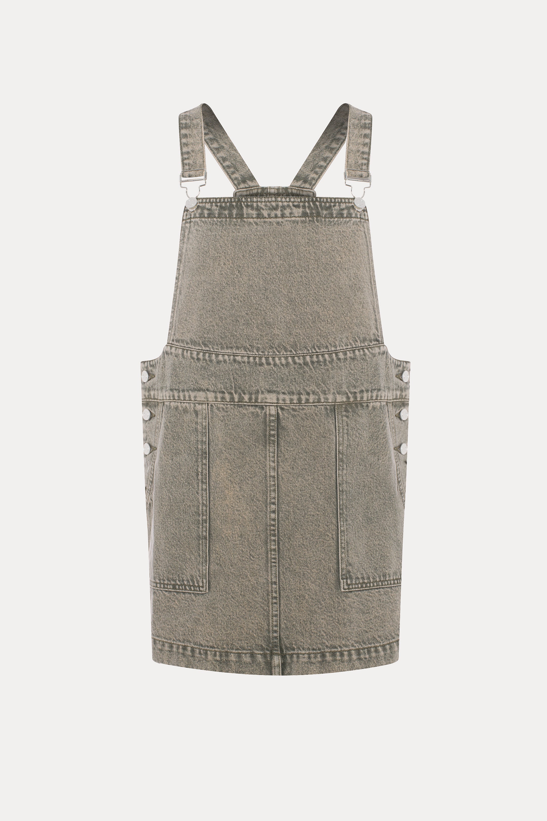 Quest | Washed green denim overall dress