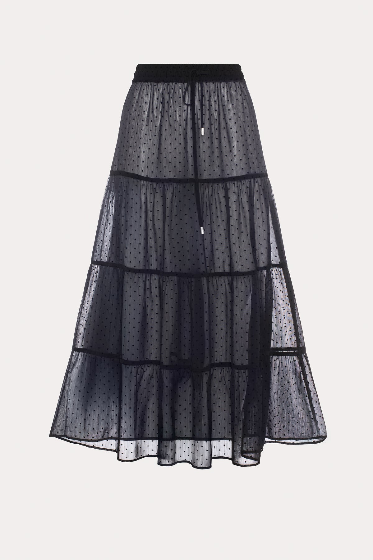 Zoria | Jupe maxi noire transparente à pois