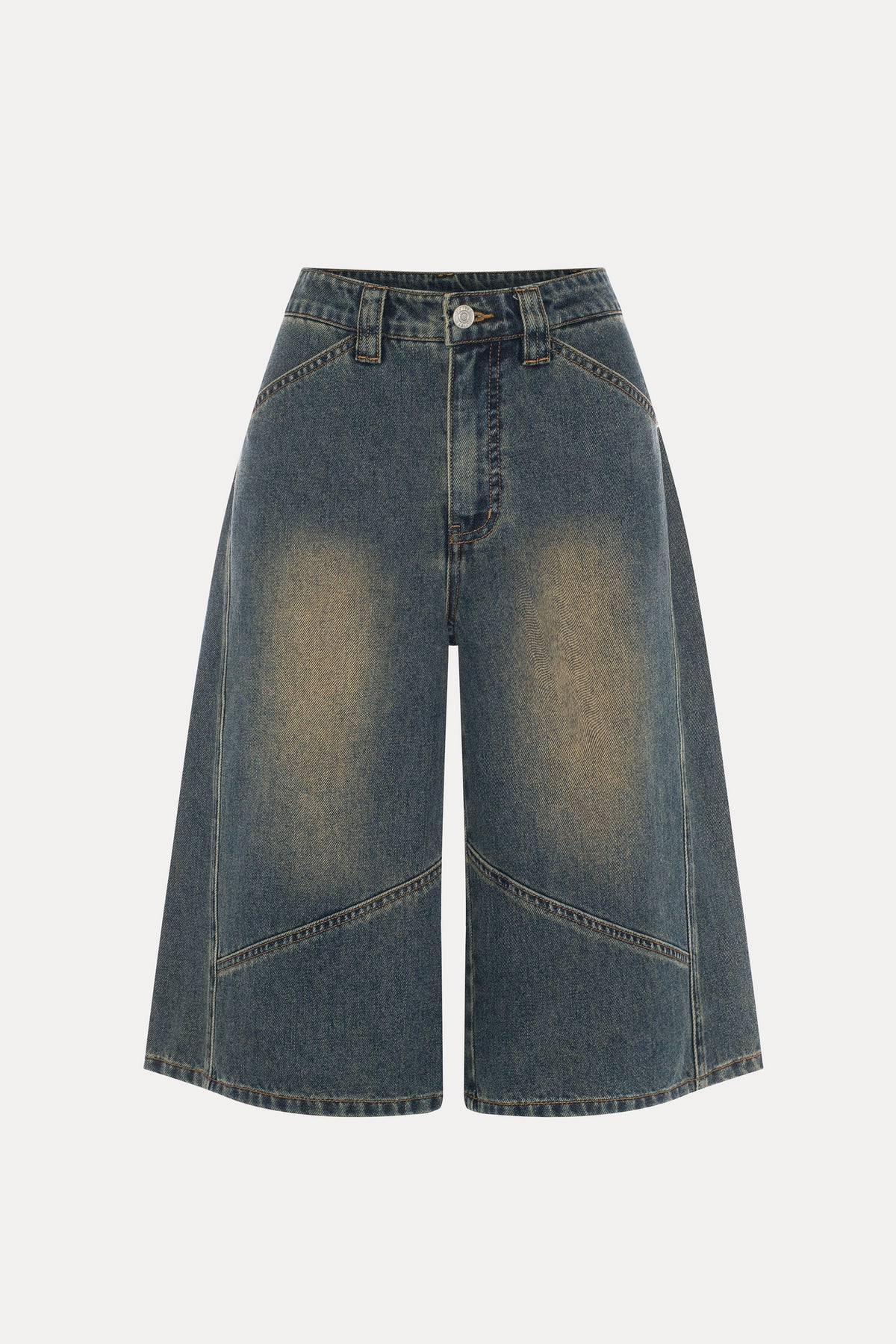 Hill | Short long en denim bleu délavé