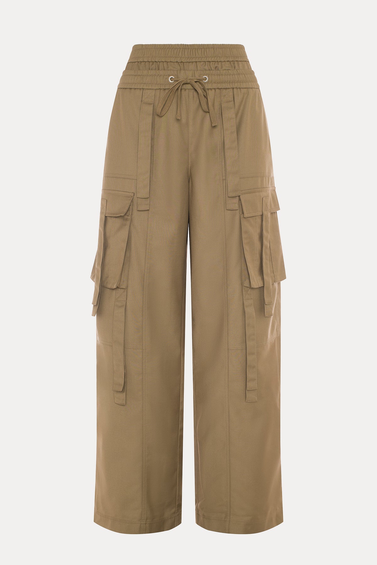 Toya | Pantalon cargo beige à double taille