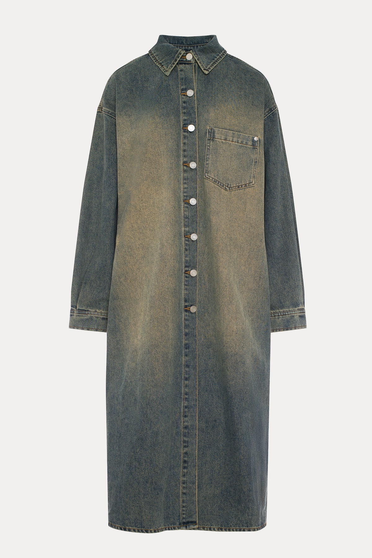 Liotta | Veste longue en denim bleu délavé