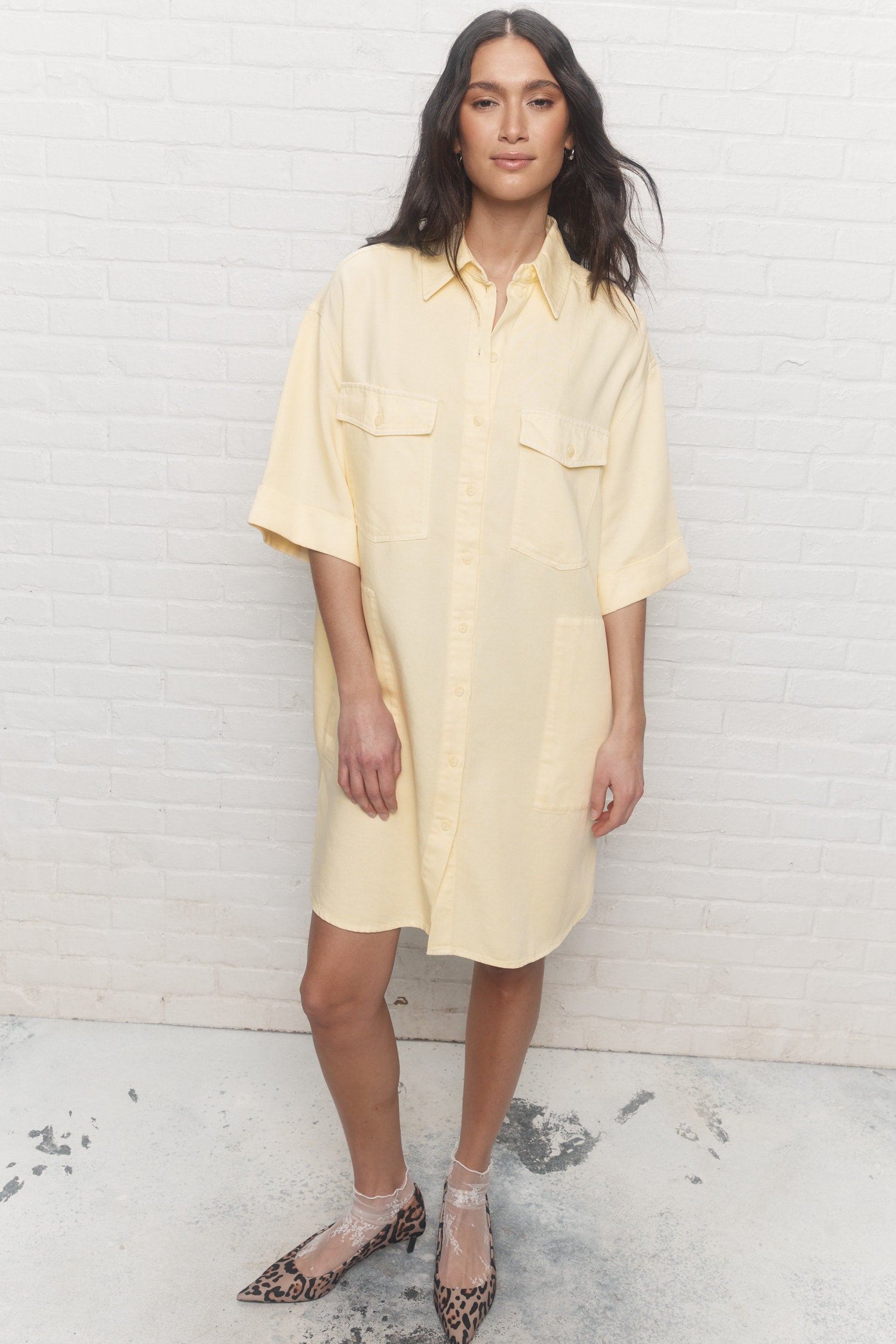 Mavis | Robe chemise jaune pâle