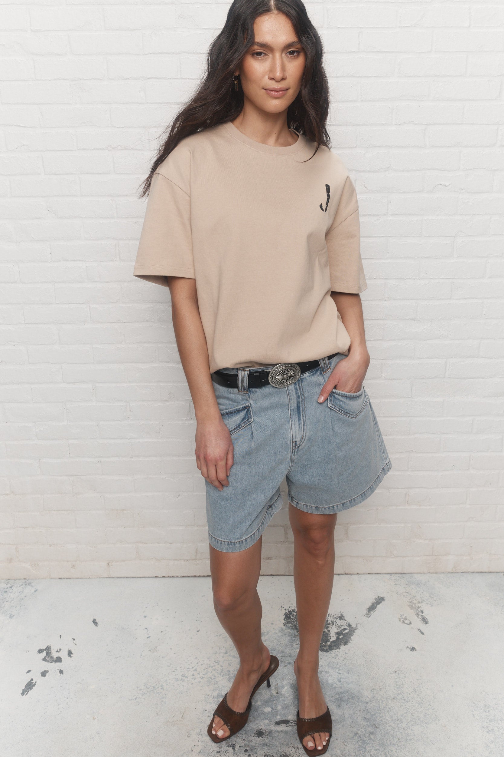 Renka | Short denim bleu pâle délavé