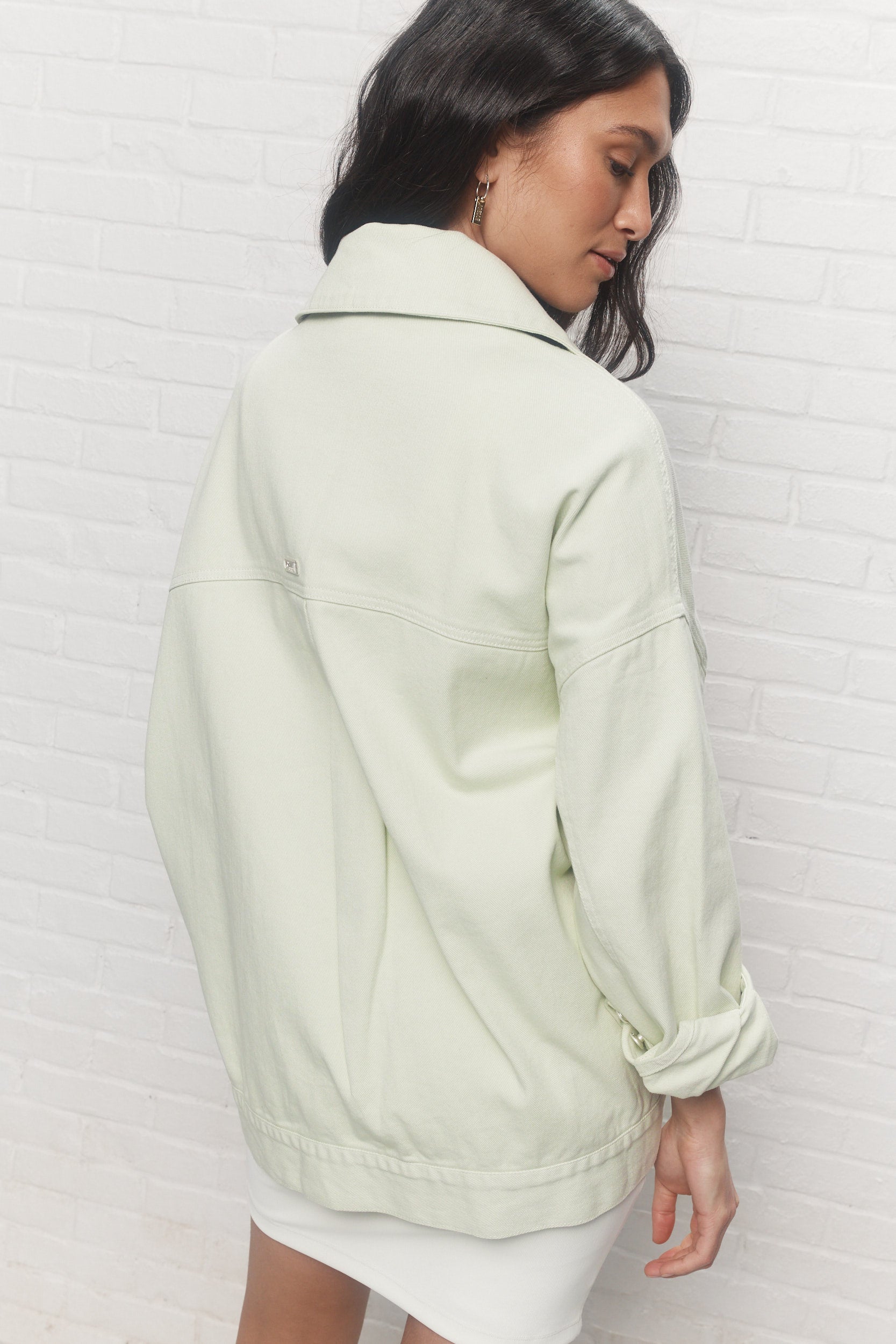 Helix | Veste en denim vert pâle délavé
