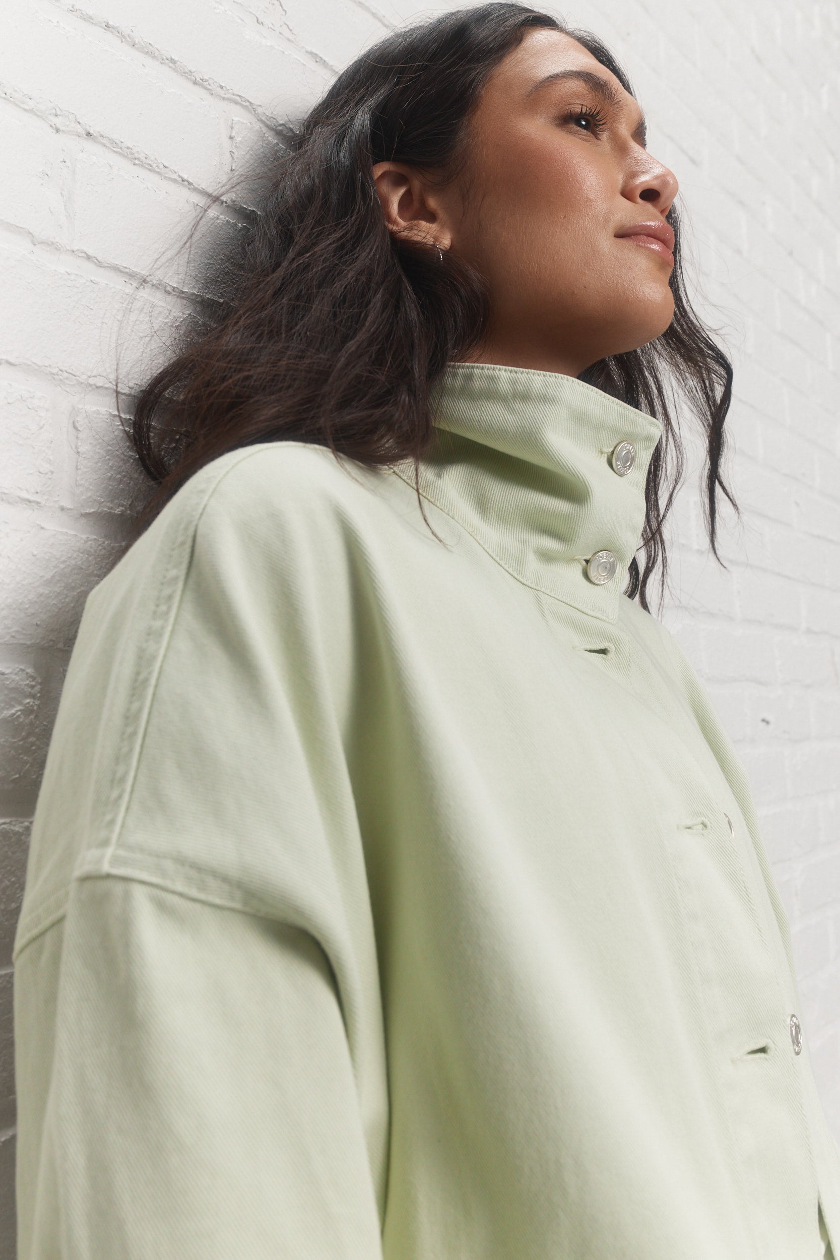 Helix | Veste en denim vert pâle délavé