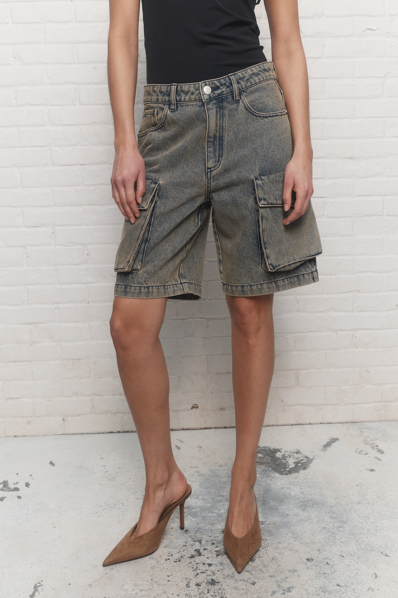 Garett Short bermuda bleu jaune délavé JOELLE Collection