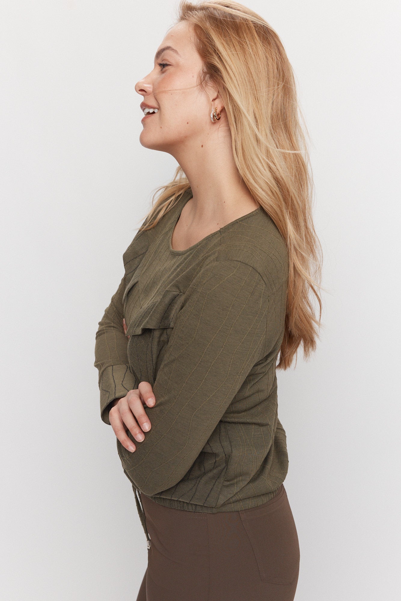 Green-brown sweater adjustable at the waist | Mulberry