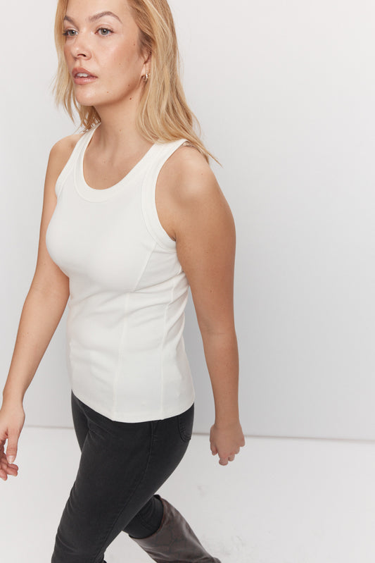 Camisole blanche encolure ronde | Bowery