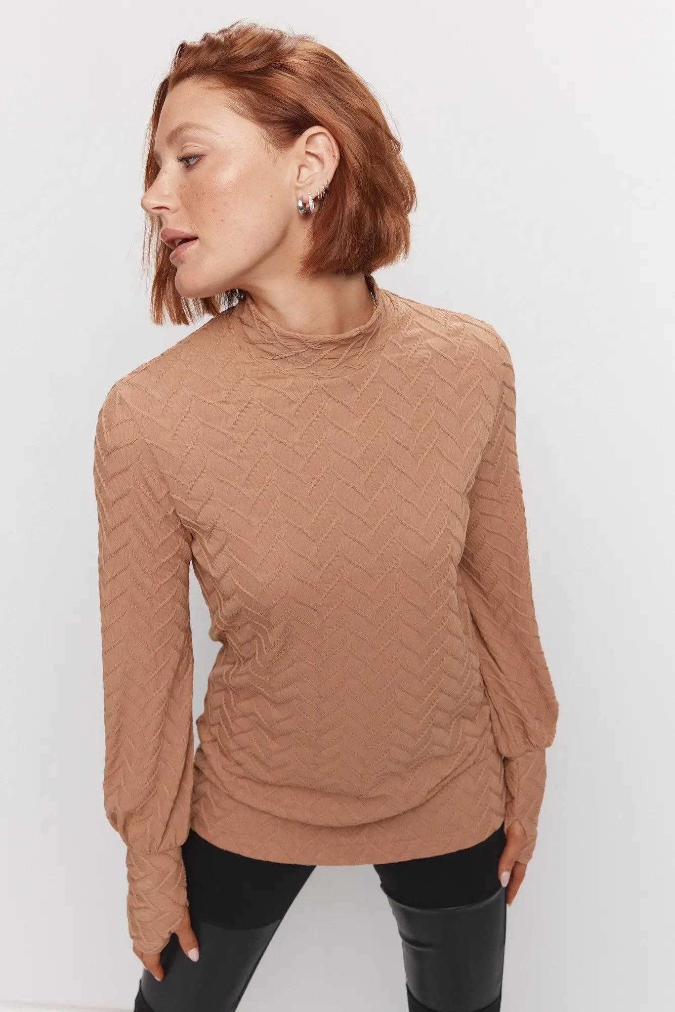 Chandail caramel manches ballons | Warhol JOELLE Collection