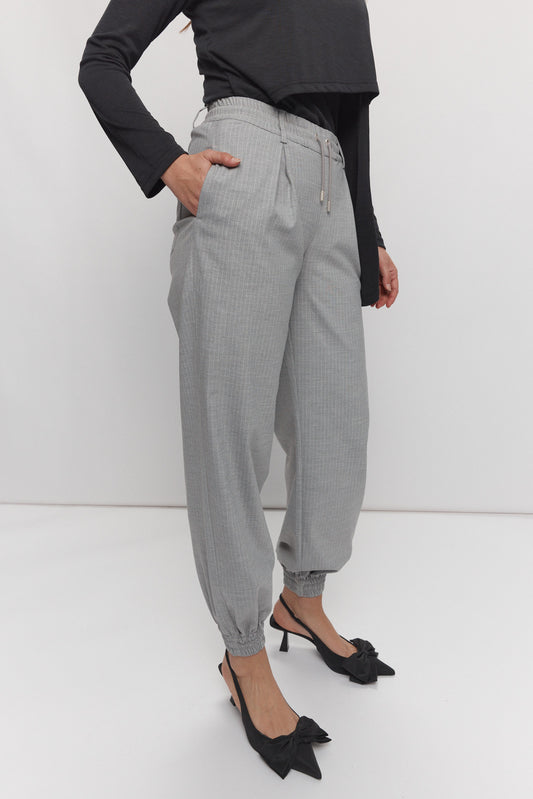 Pantalon gris à rayures | Bridge JOELLE Collection