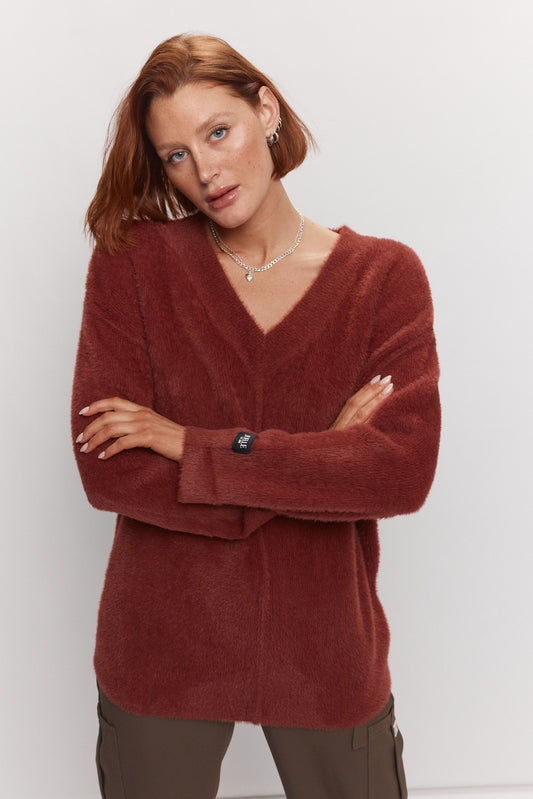 Wine Red Knit Sweater | Led