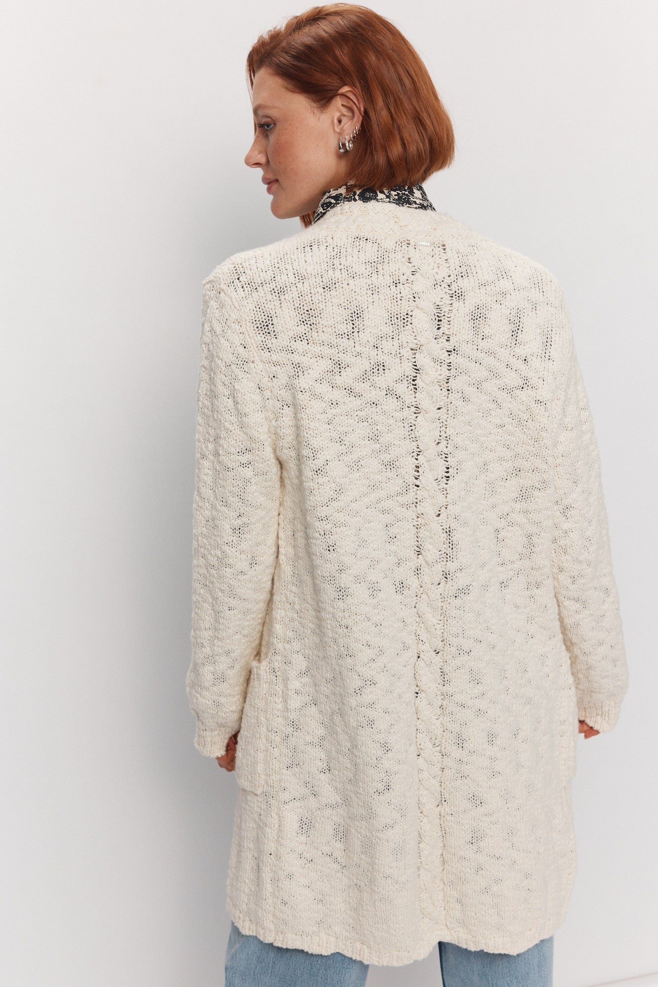 Veste crème en tricot texturée | Petale