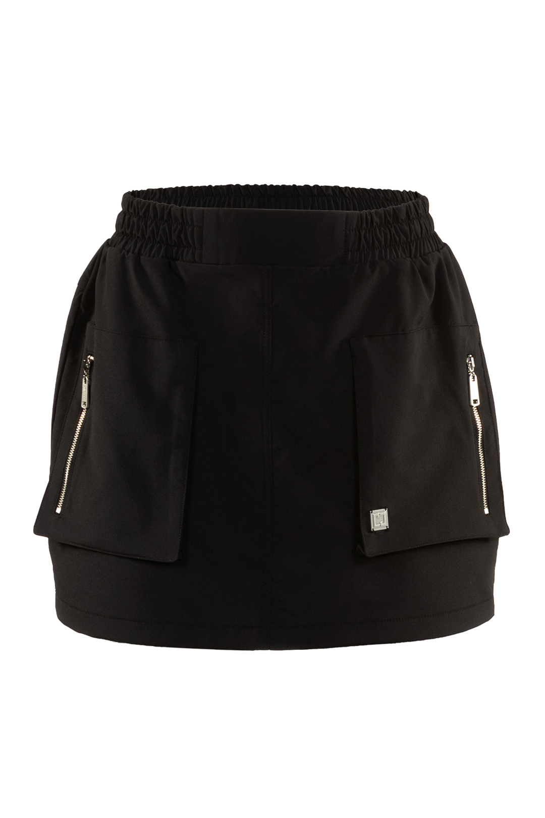 Short black skirt with applied pockets | Carrie