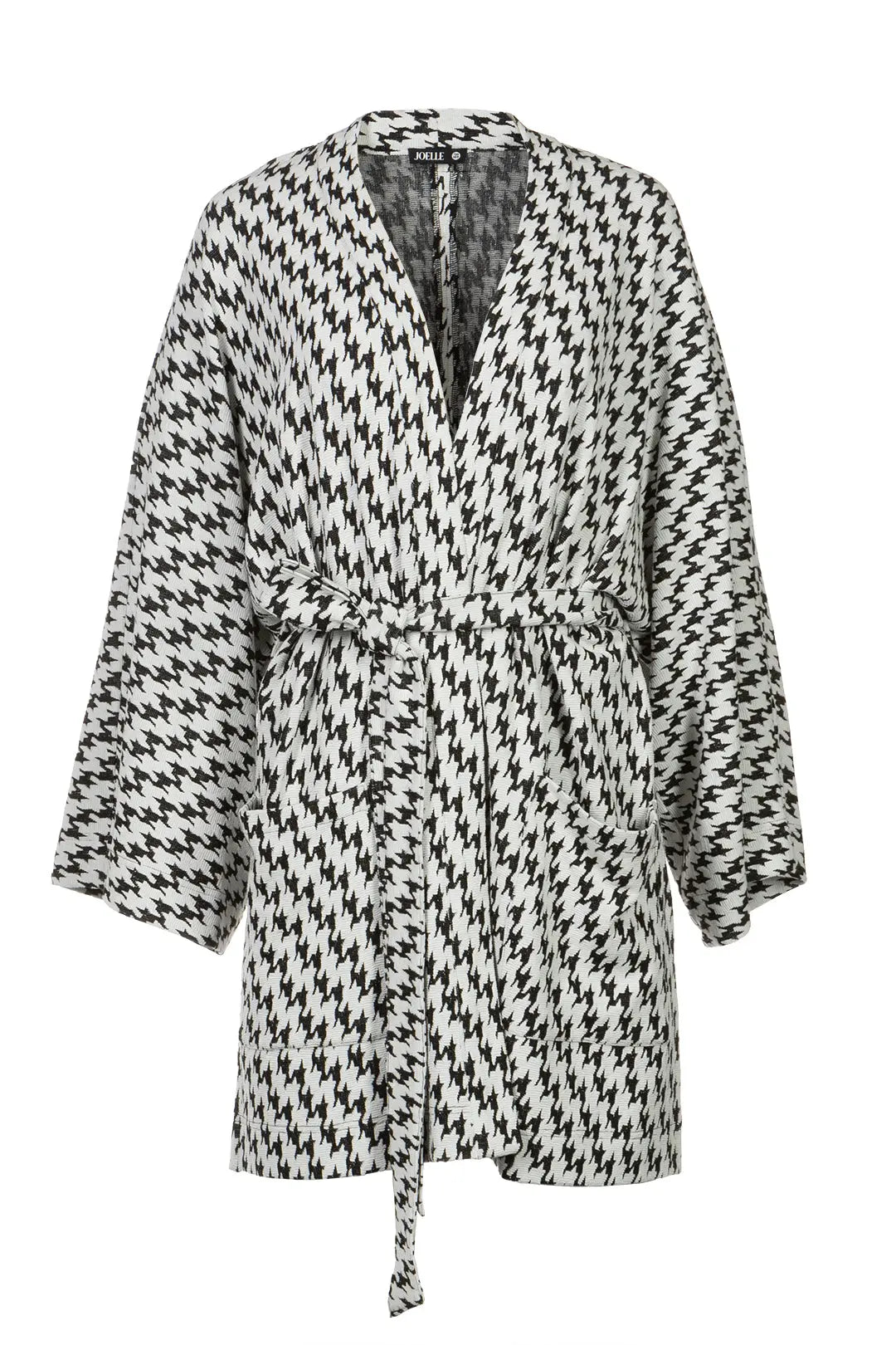 Veste kimono à motif pied-de-poule noir et blanc| Mekong JOELLE Collection