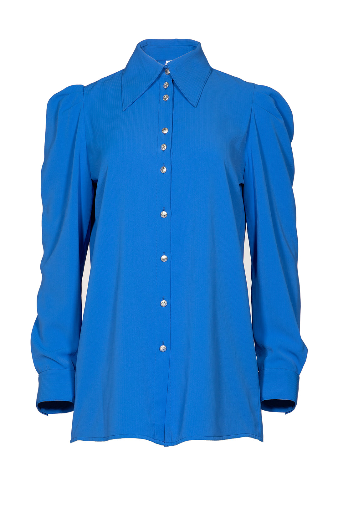 Chemise bleu royal manches bouffantes | Adele
