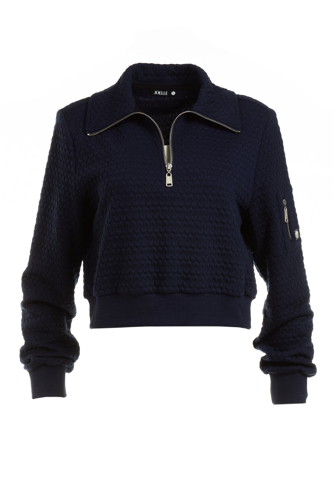 Textured navy blue cropped sweater | Murray